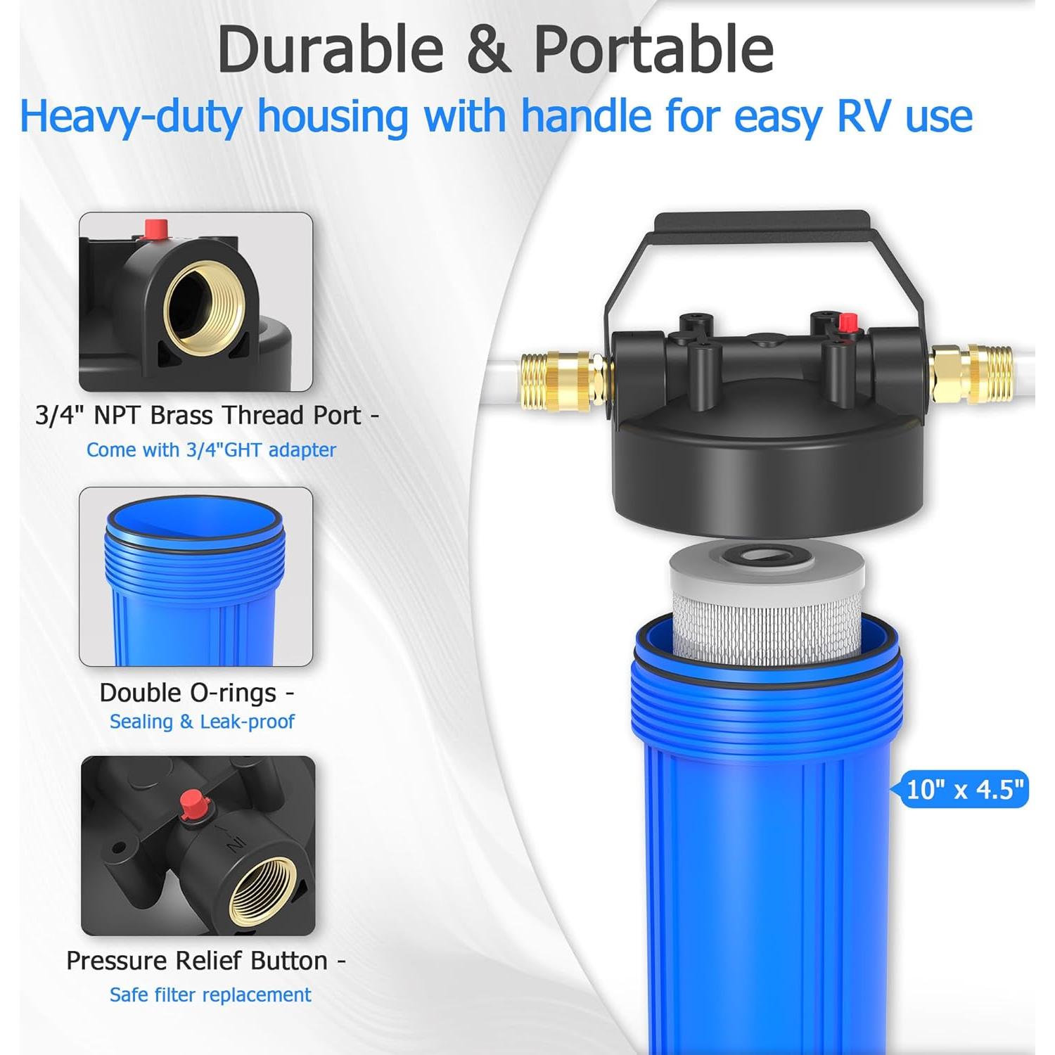 Filtro de Agua MewMore HHB10 para RVs y Barcos 0.2 Micrones