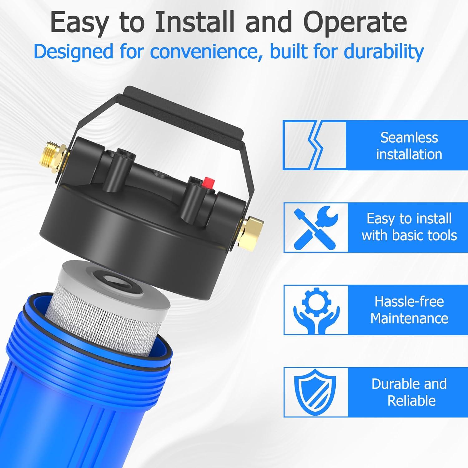 Filtro de Agua MewMore HHB10 para RVs y Barcos 0.2 Micrones