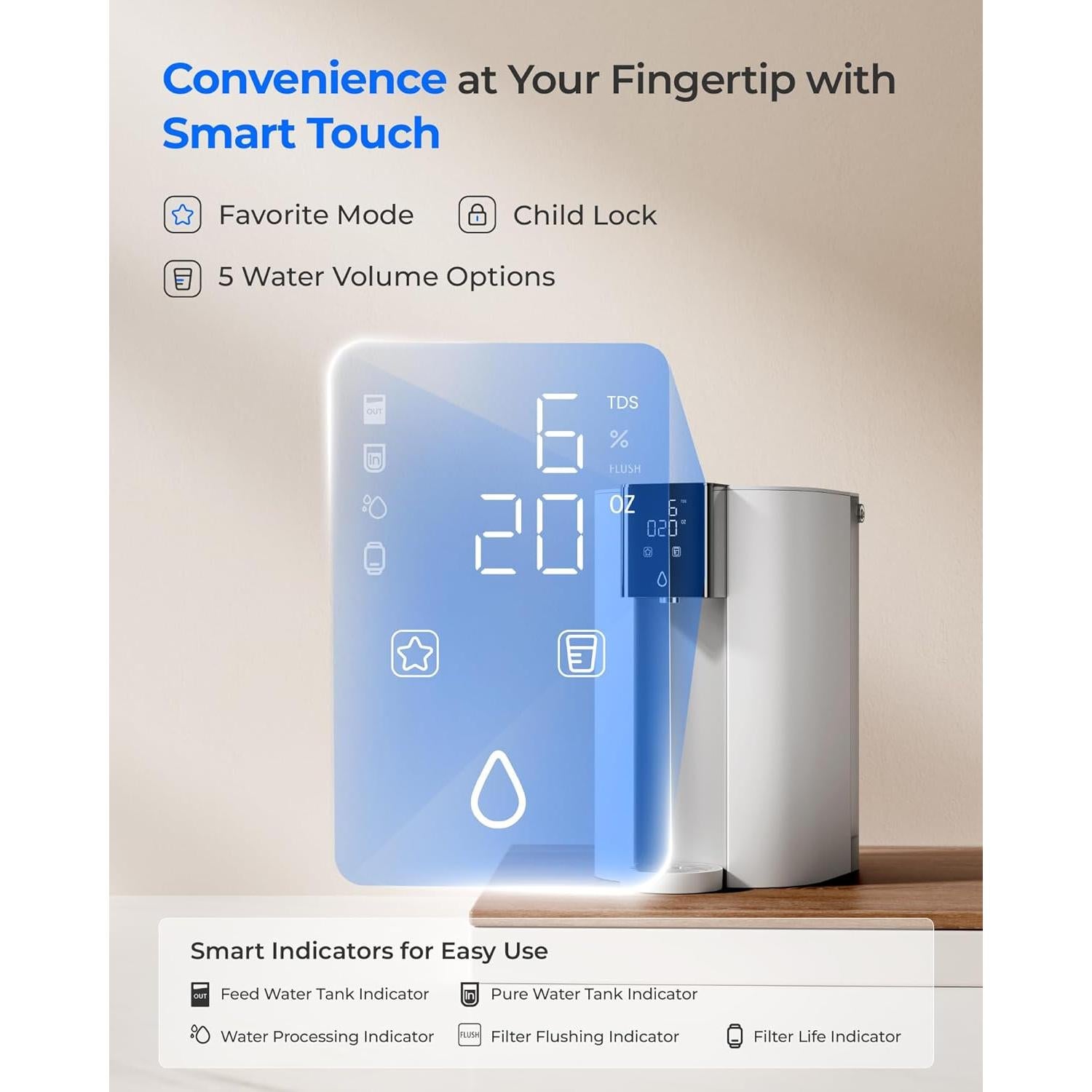 Filtro de Agua de Ósmosis Inversa Waterdrop C1S 6 Etapas 4.16L