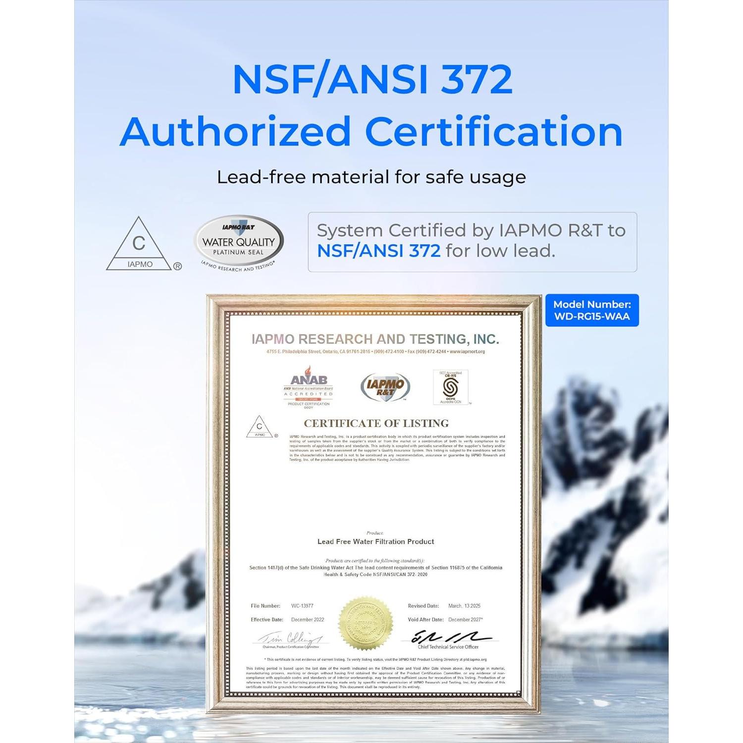 Filtro de agua de ósmosis inversa Waterdrop G5P500A 500L