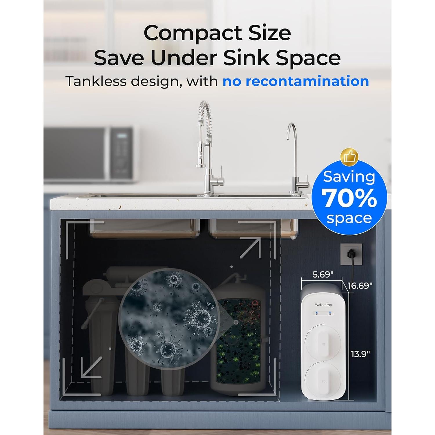 Filtro de agua de ósmosis inversa Waterdrop G5P500A 500L