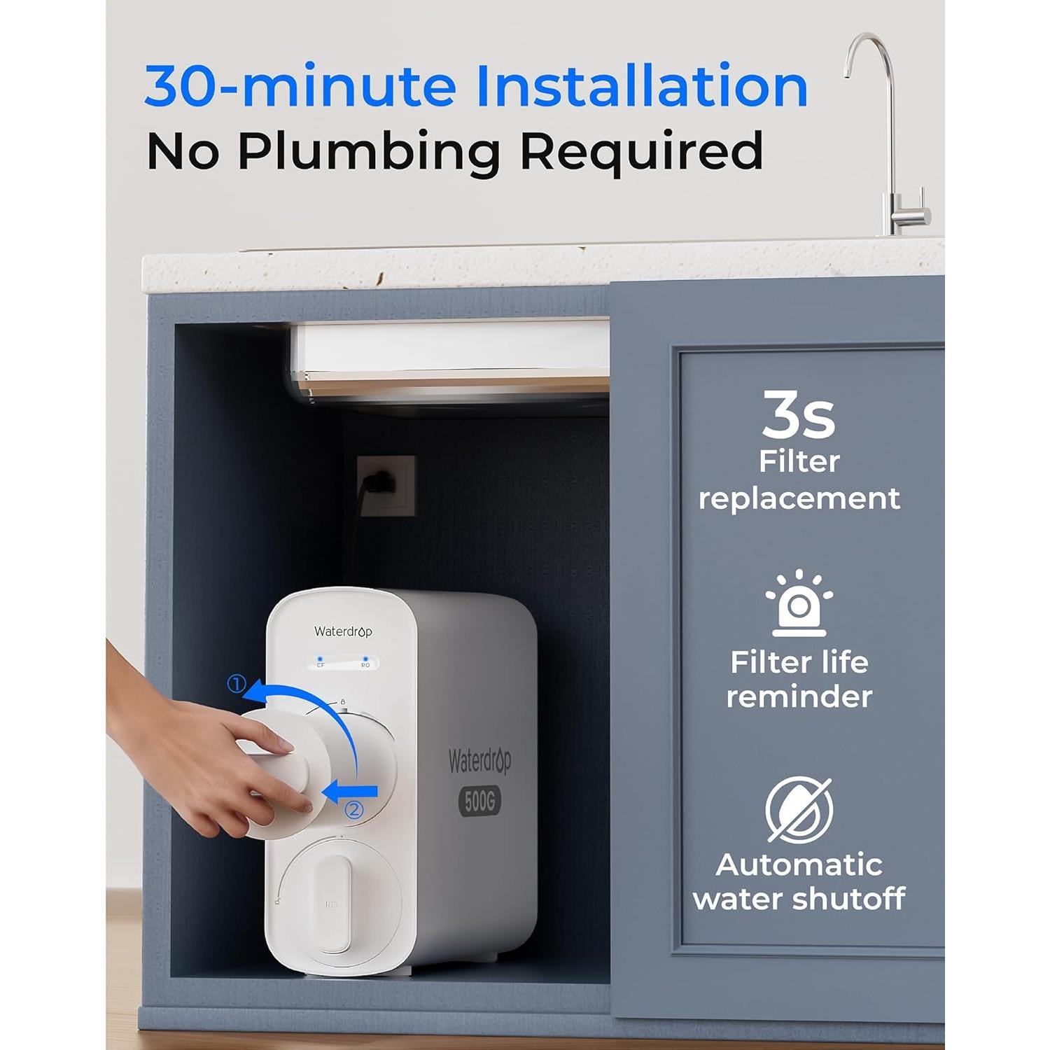 Filtro de agua de ósmosis inversa Waterdrop G5P500A 500L