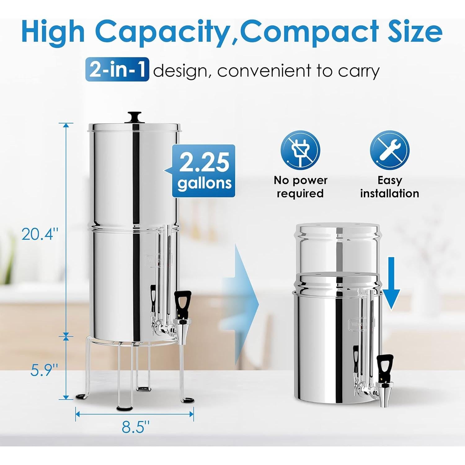 Sistema de Filtro de Agua por Gravedad Waterdrop 8 Filtros 8.5L