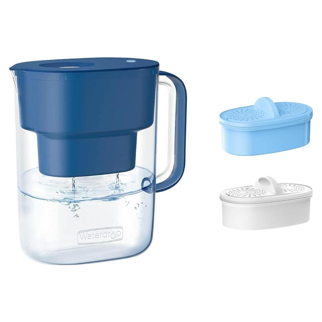 Jarra de Filtro de Agua Waterdrop 10 Tazas Azul con Filtro Alcalino