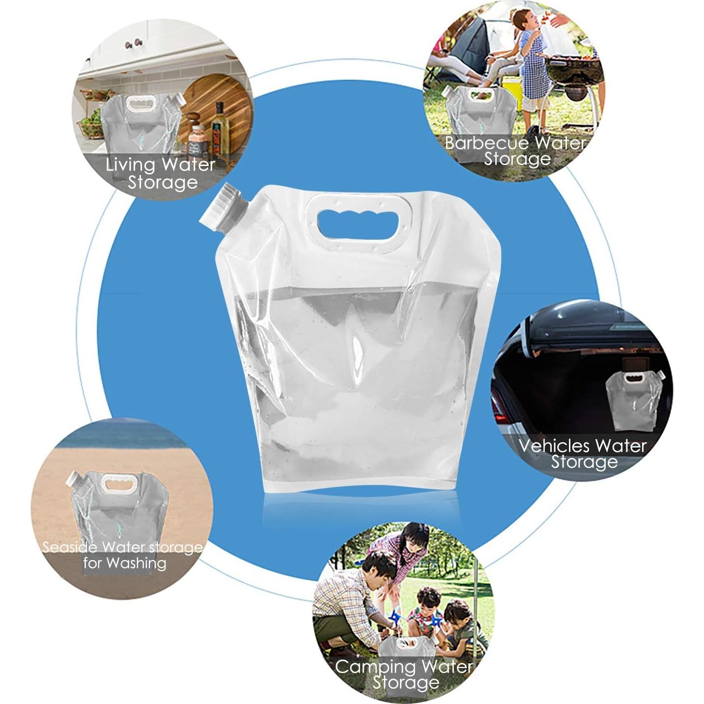 Bolsa de Agua Plegable Ellsang 5L - 3 Paquetes, Libre de BPA