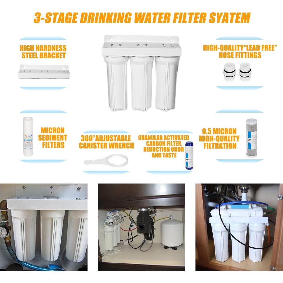 Sistema de Filtro de Agua RANSOTO 3 Etapas para RV y Barcos