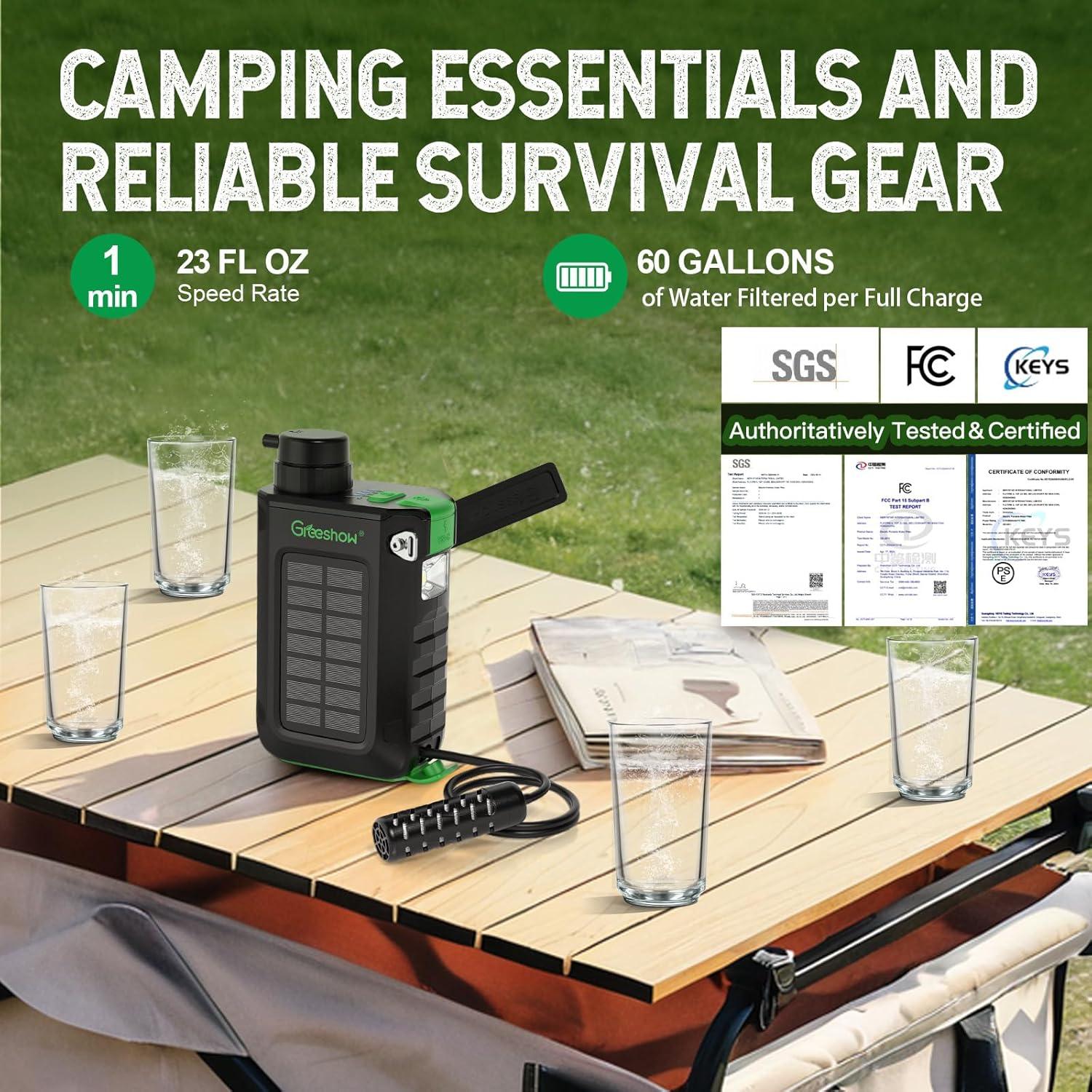 Filtro de Agua Eléctrico Portátil Greeshow GS-2811, 0.01 Micrones