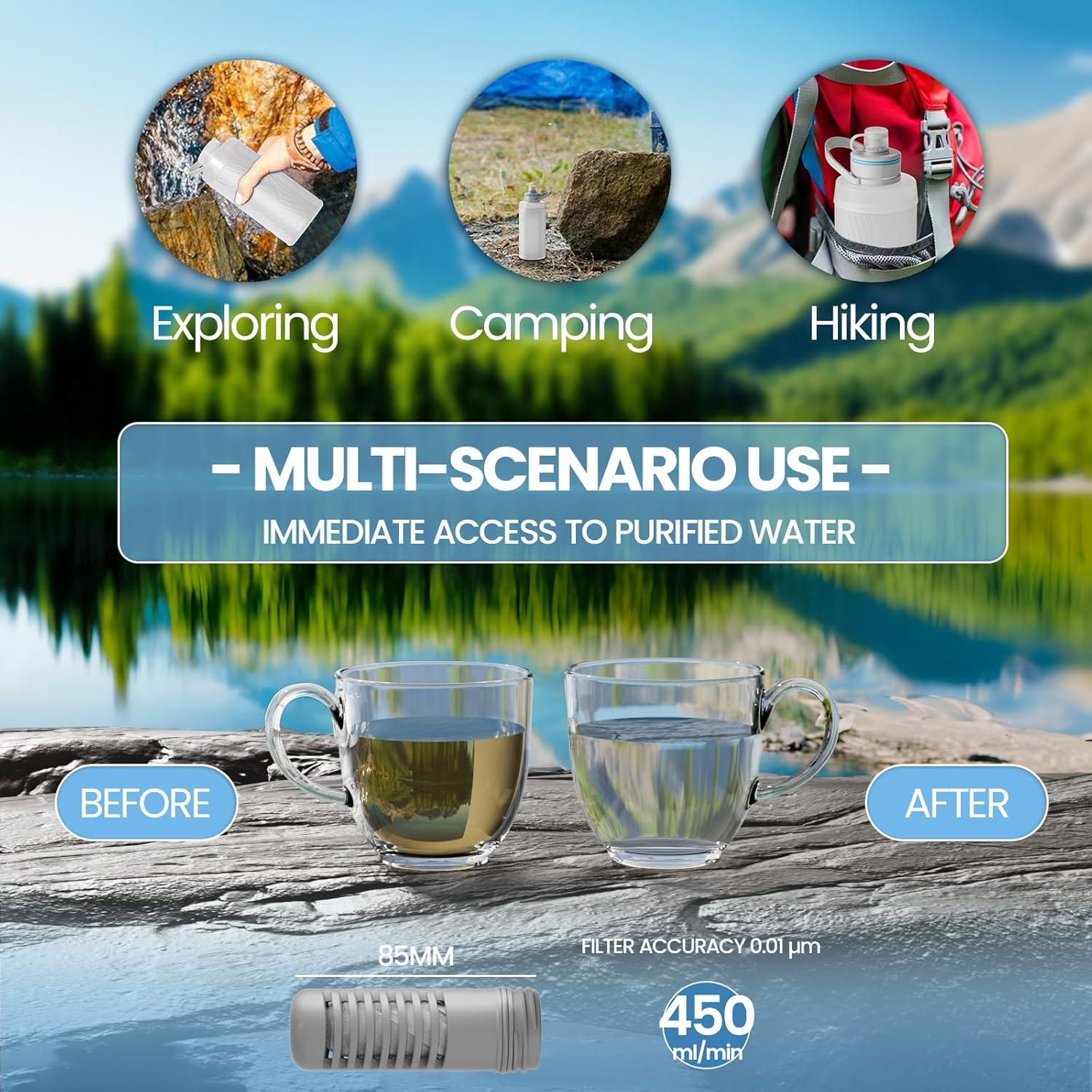 Botella de Agua Plegable Joypur K8801 con Filtro 700ml