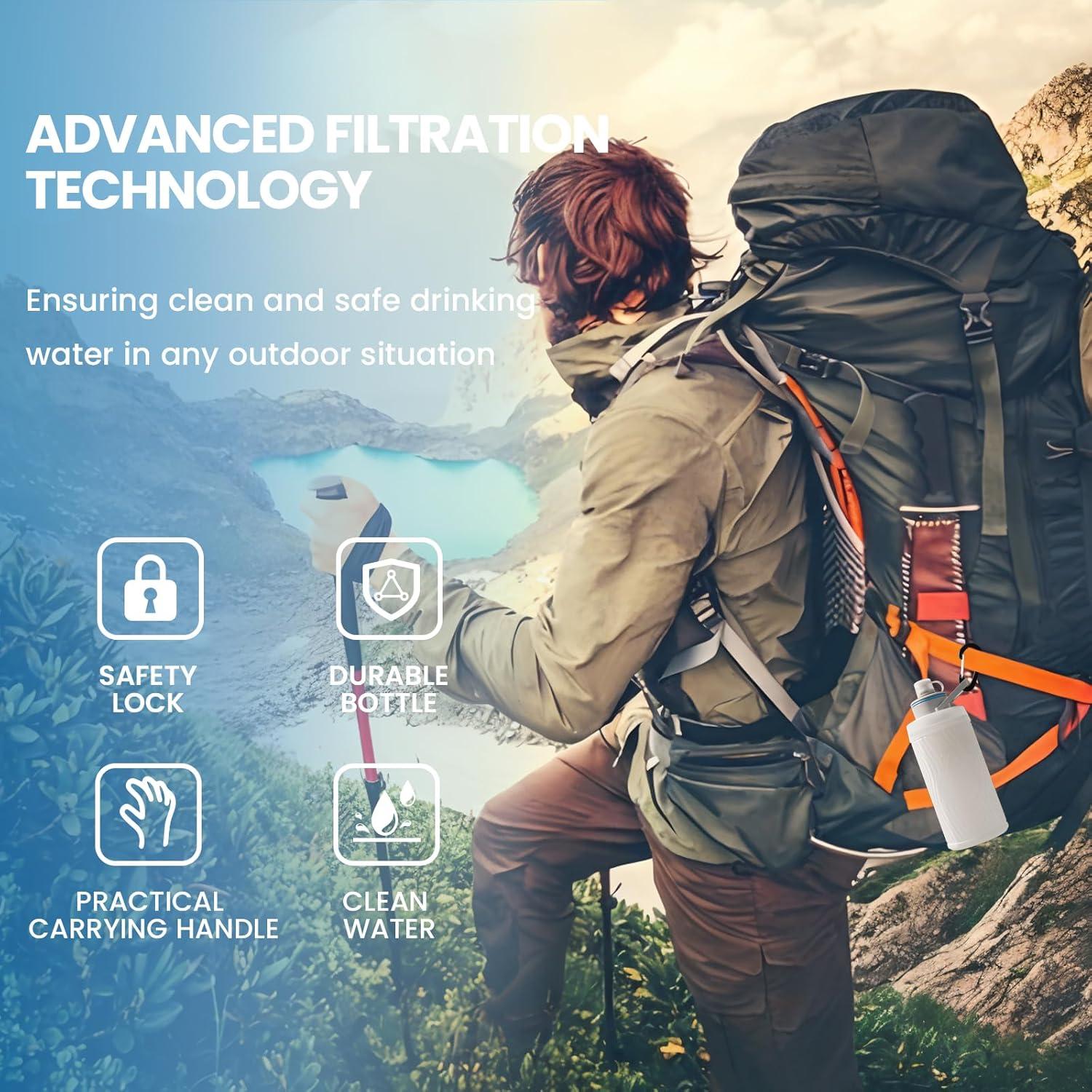 Botella de Agua Plegable Joypur K8801 con Filtro 700ml