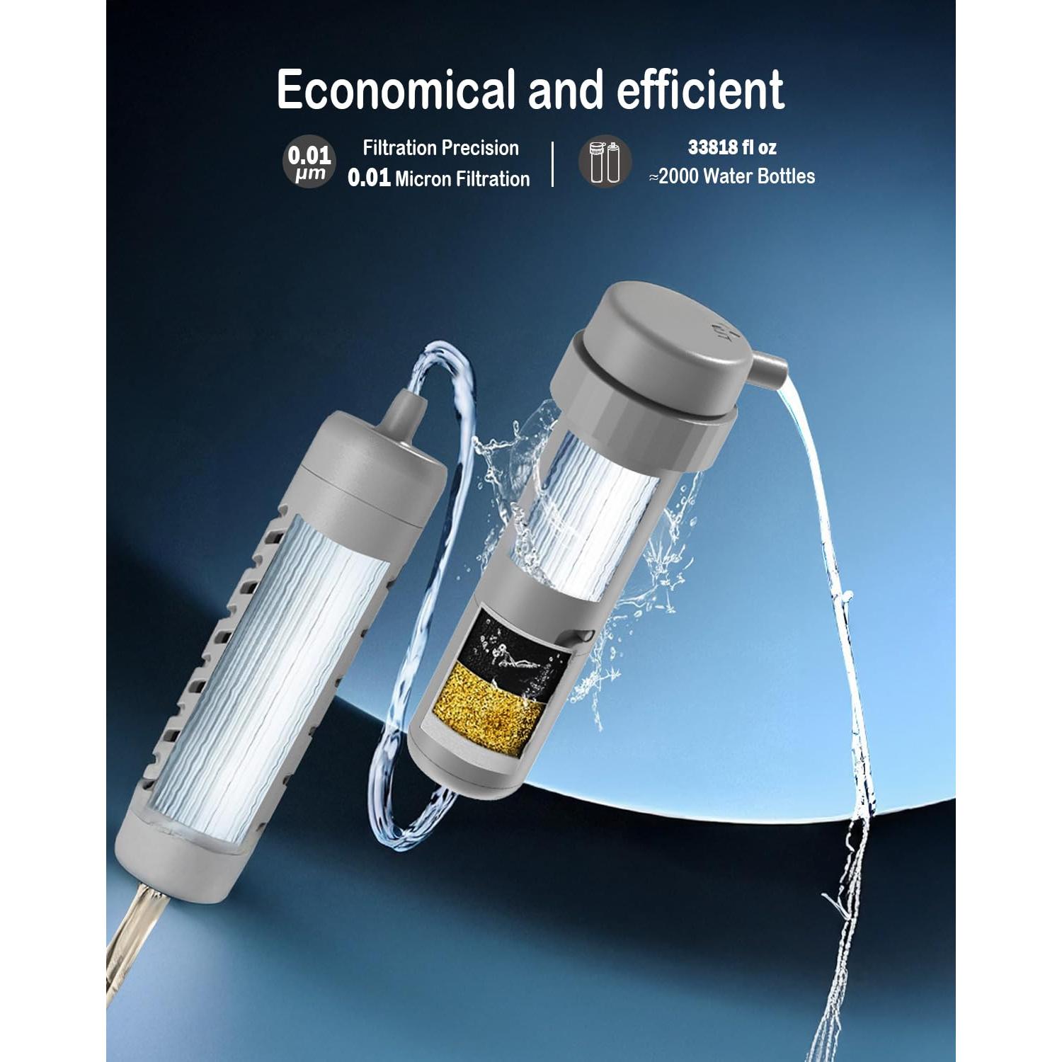 Filtro Ultra Interno BKLES para Agua Eléctrico Camping Plateado