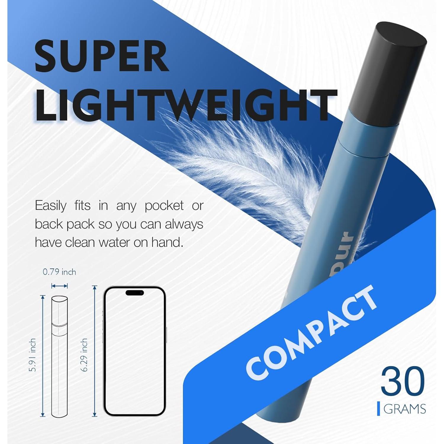 Popote Filtro de Agua Joypur 4PCS, Purificador Portátil 15cm