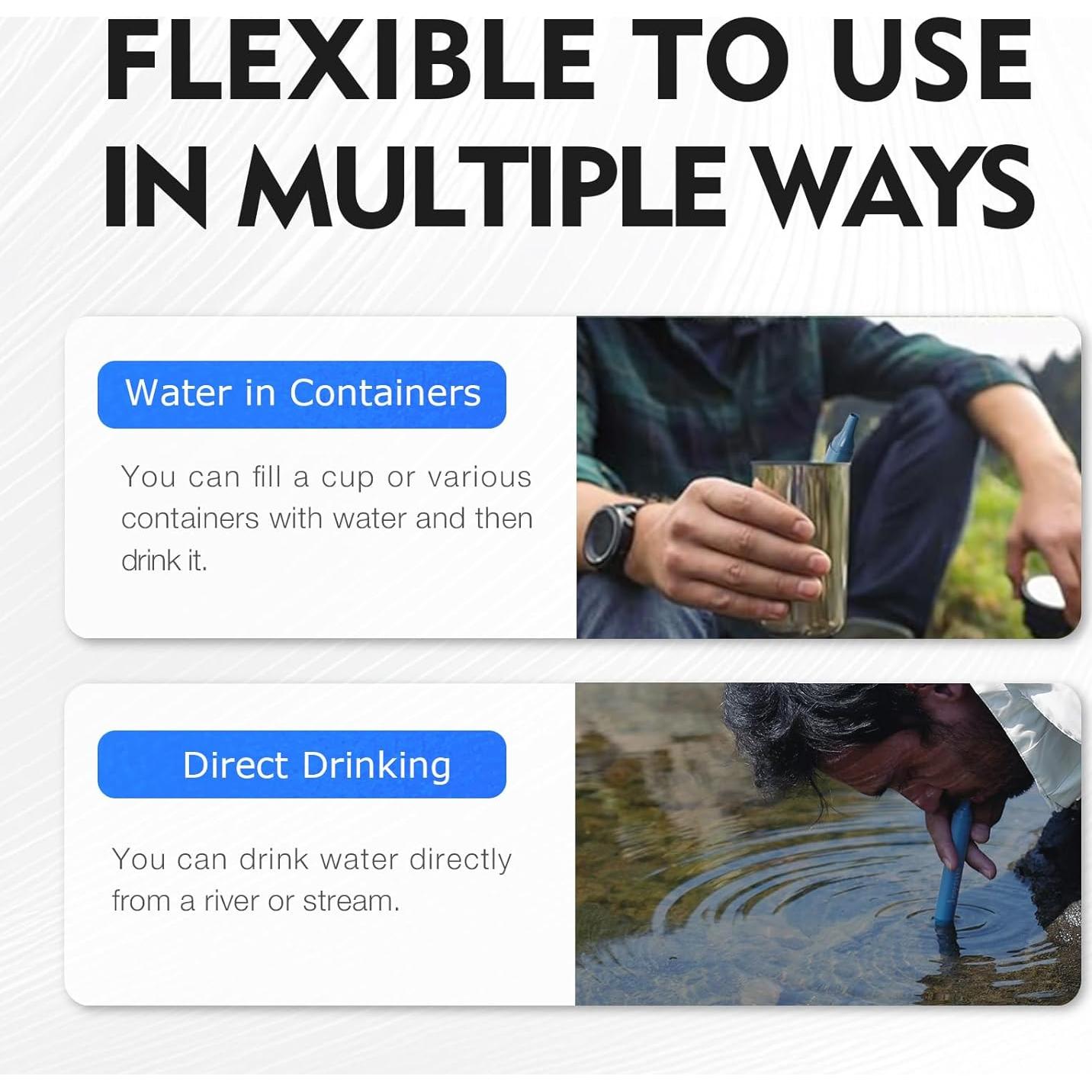 Popote Filtro de Agua Joypur 4PCS, Purificador Portátil 15cm