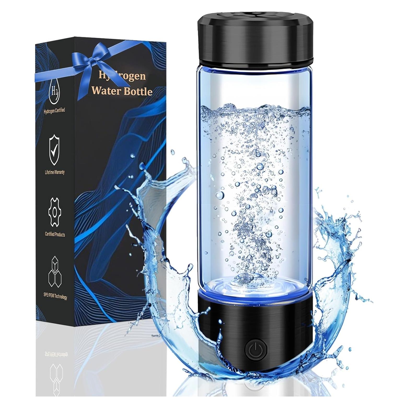 Botella de Agua de Hidrógeno Buwheekoki 420ml Portátil Negra