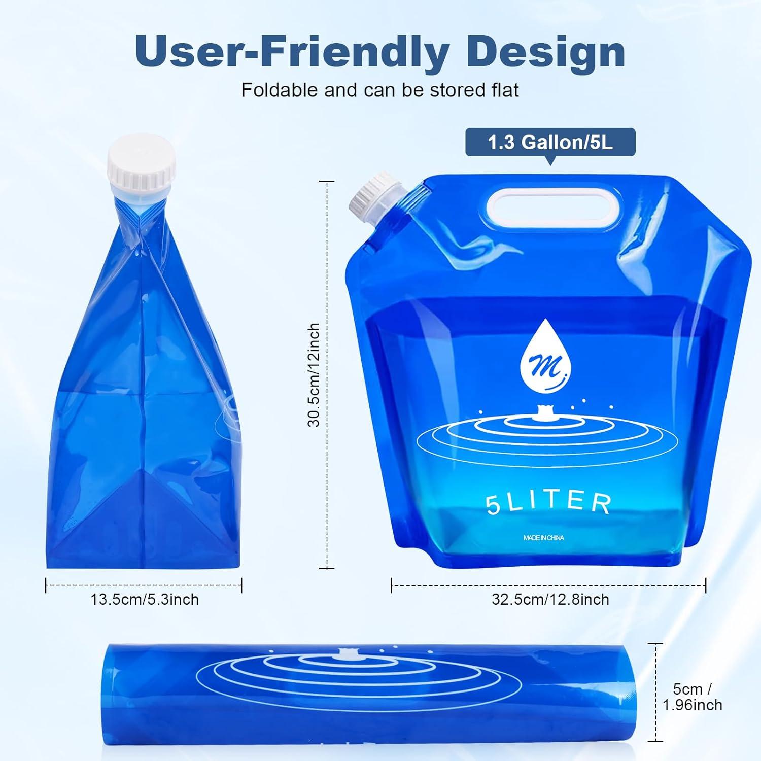 Bolsas de Agua Plegables SOCATER 4 Paquetes 4.9L BPA Libre