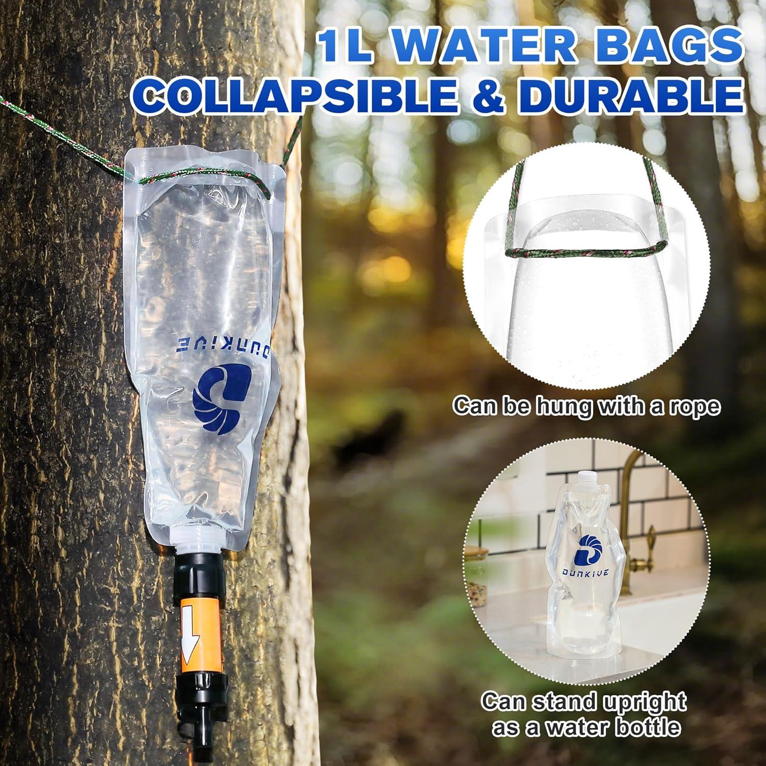 Kit de Filtración de Agua Dunkive 4x1L Plegable 28mm