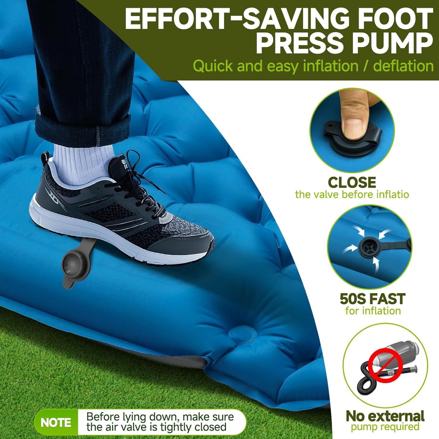 Colchón Inflable Seektain 200x130 cm con Bomba de Pie 10 cm