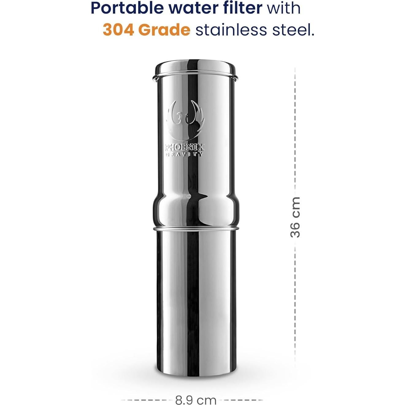 Filtro de Agua Phoenix Gravity 0.26 Galones Acero Inoxidable