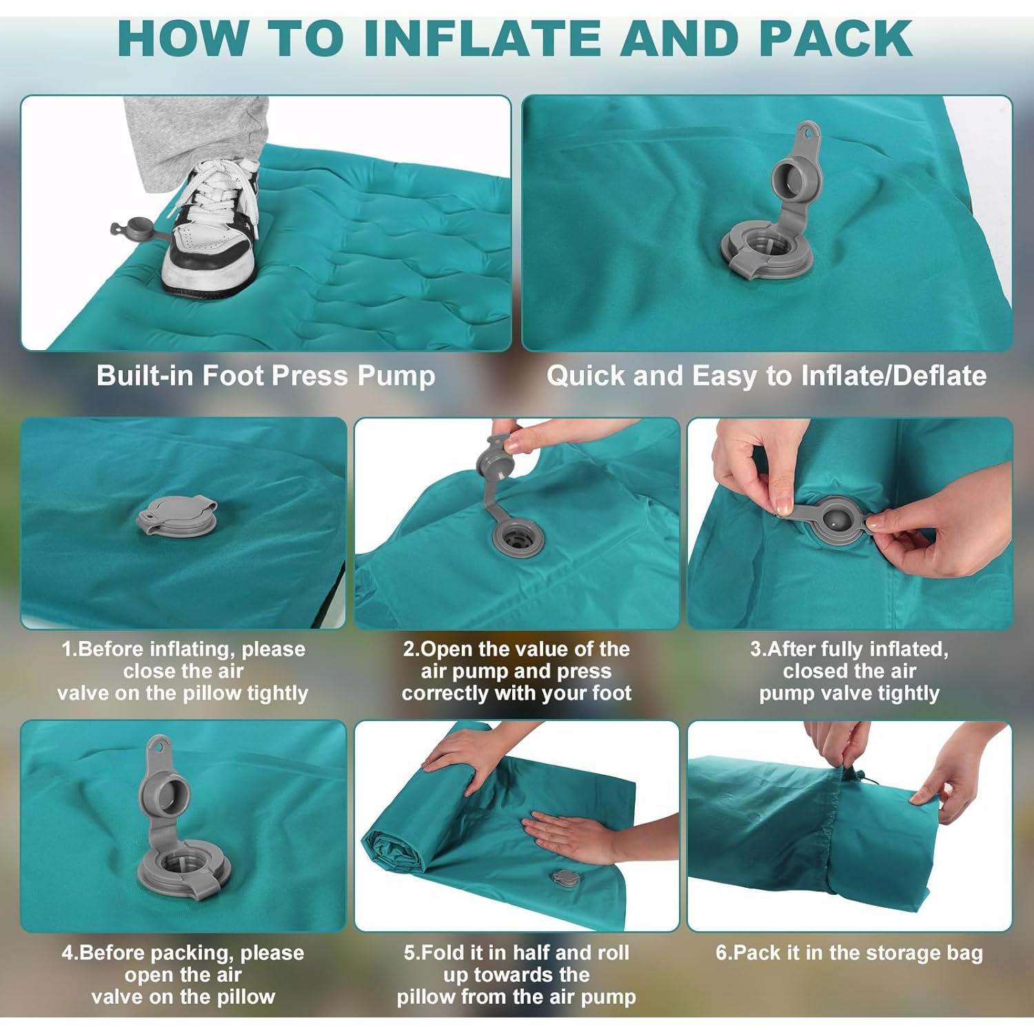 Colchón de Camping MINGPINHUIUS Inflable 196x71cm con Almohada