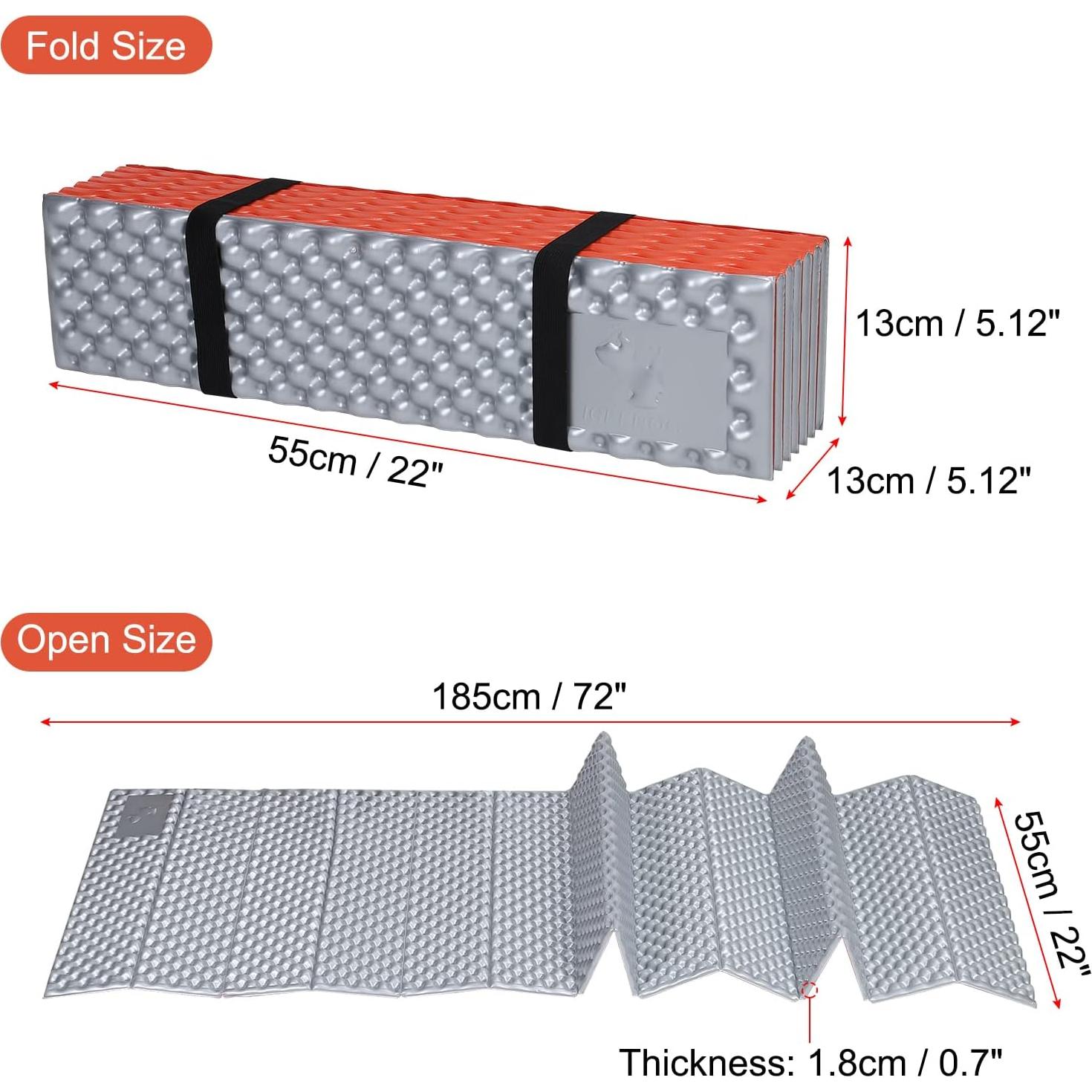 Almohadilla de Dormir PATIKIL Espuma Cerrada 185x55cm Naranja