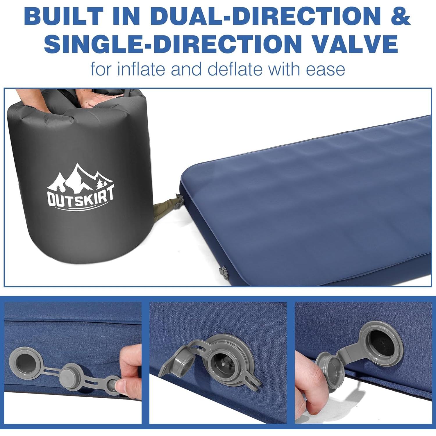 Colchón Autoinflable OUTSKIRT Individual Azul 10.16 cm 2.2 kg