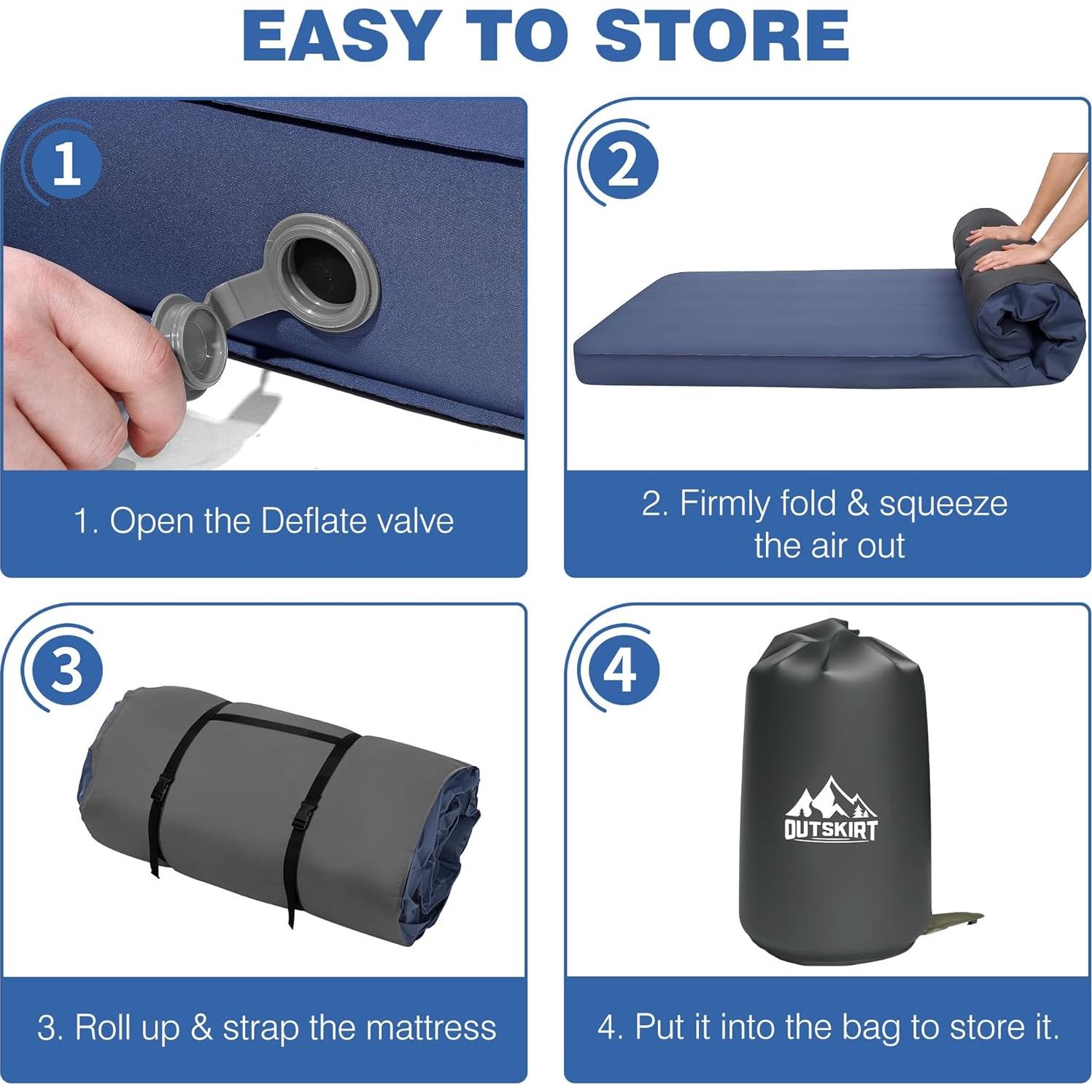 Colchón Autoinflable OUTSKIRT Individual Azul 10.16 cm 2.2 kg