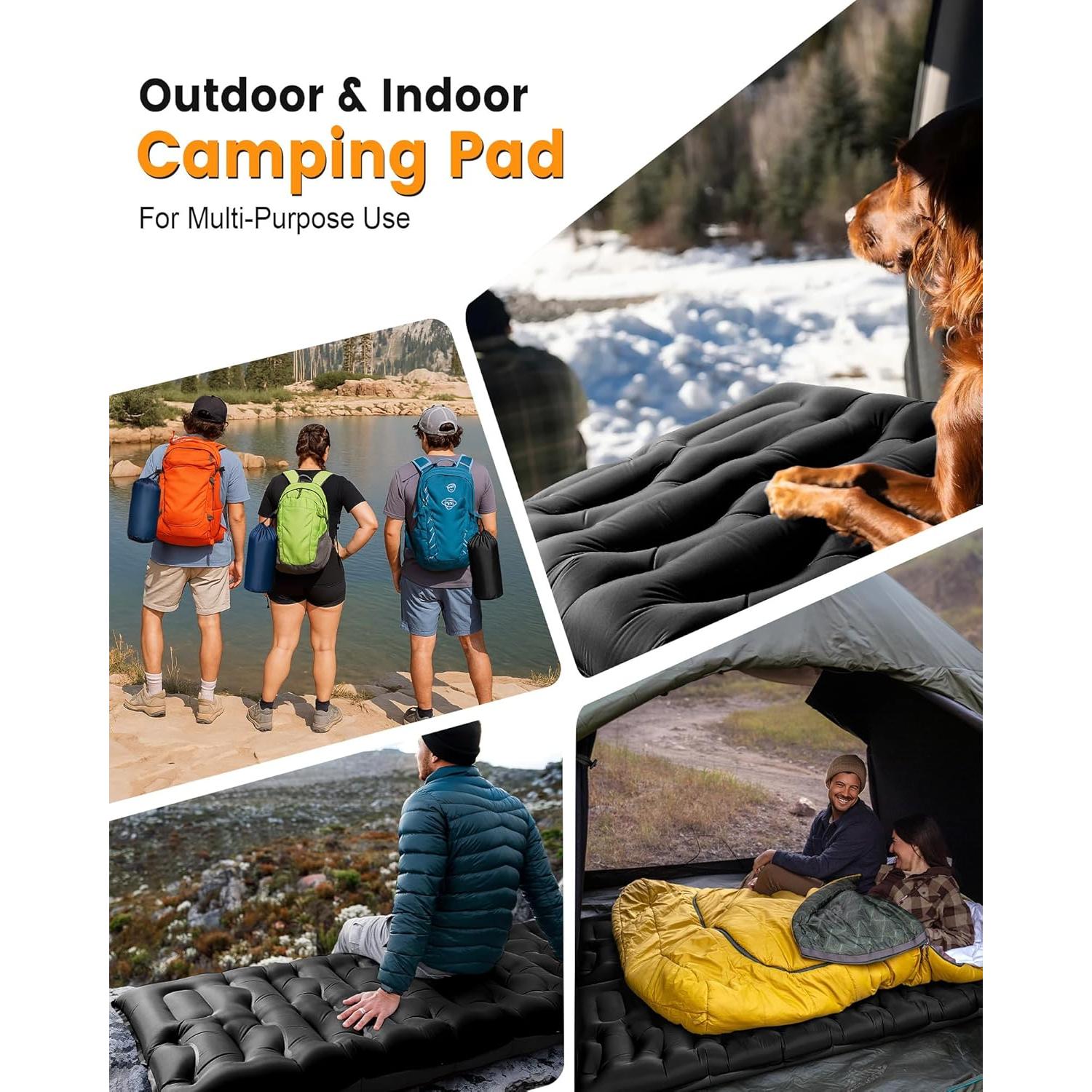 Colchoneta de Camping LLUAII Autoinflable 200x75x15cm con Almohada