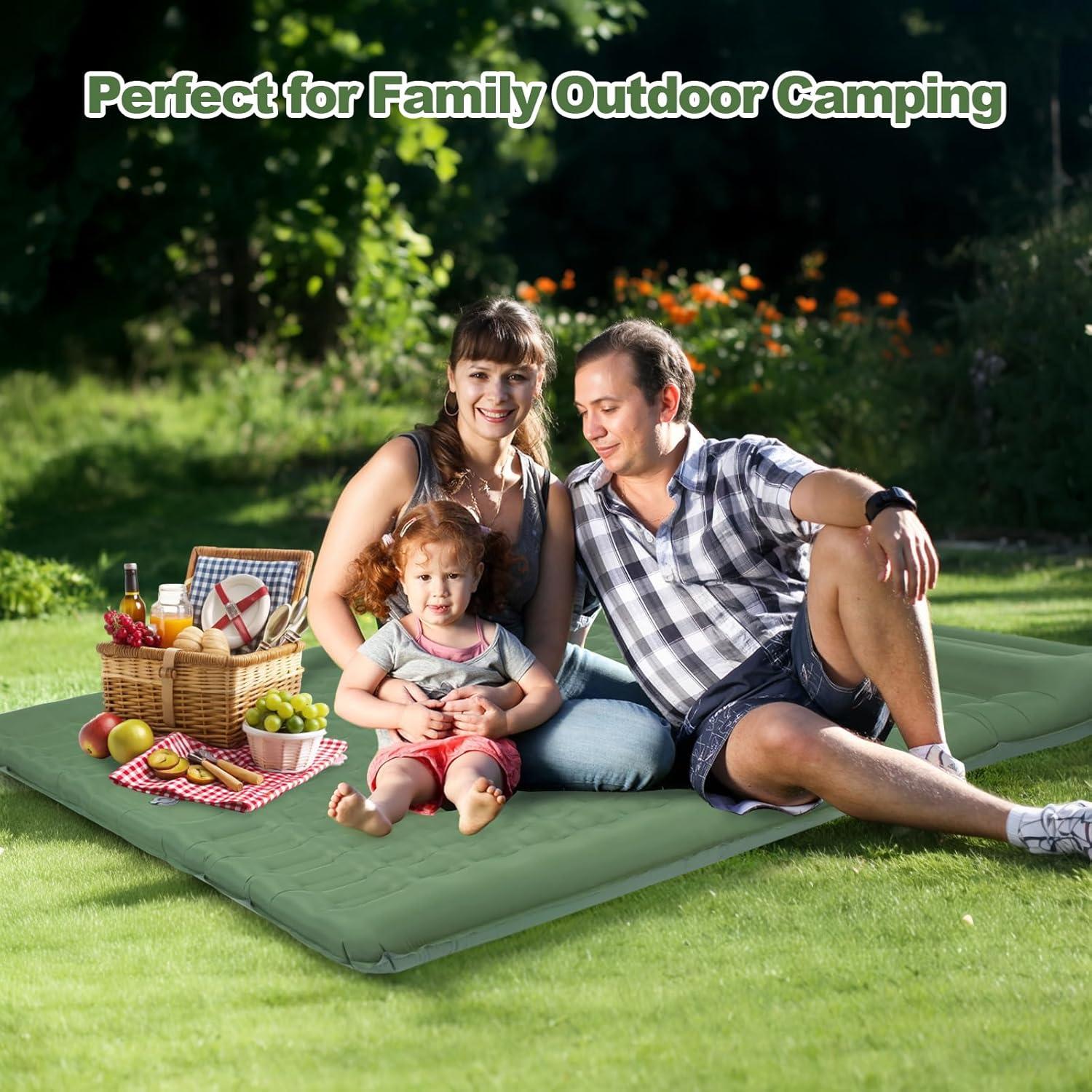 Colchón Inflable Doble CAMULAND 196x135 cm 4.7 cm Grosor Verde Oliva