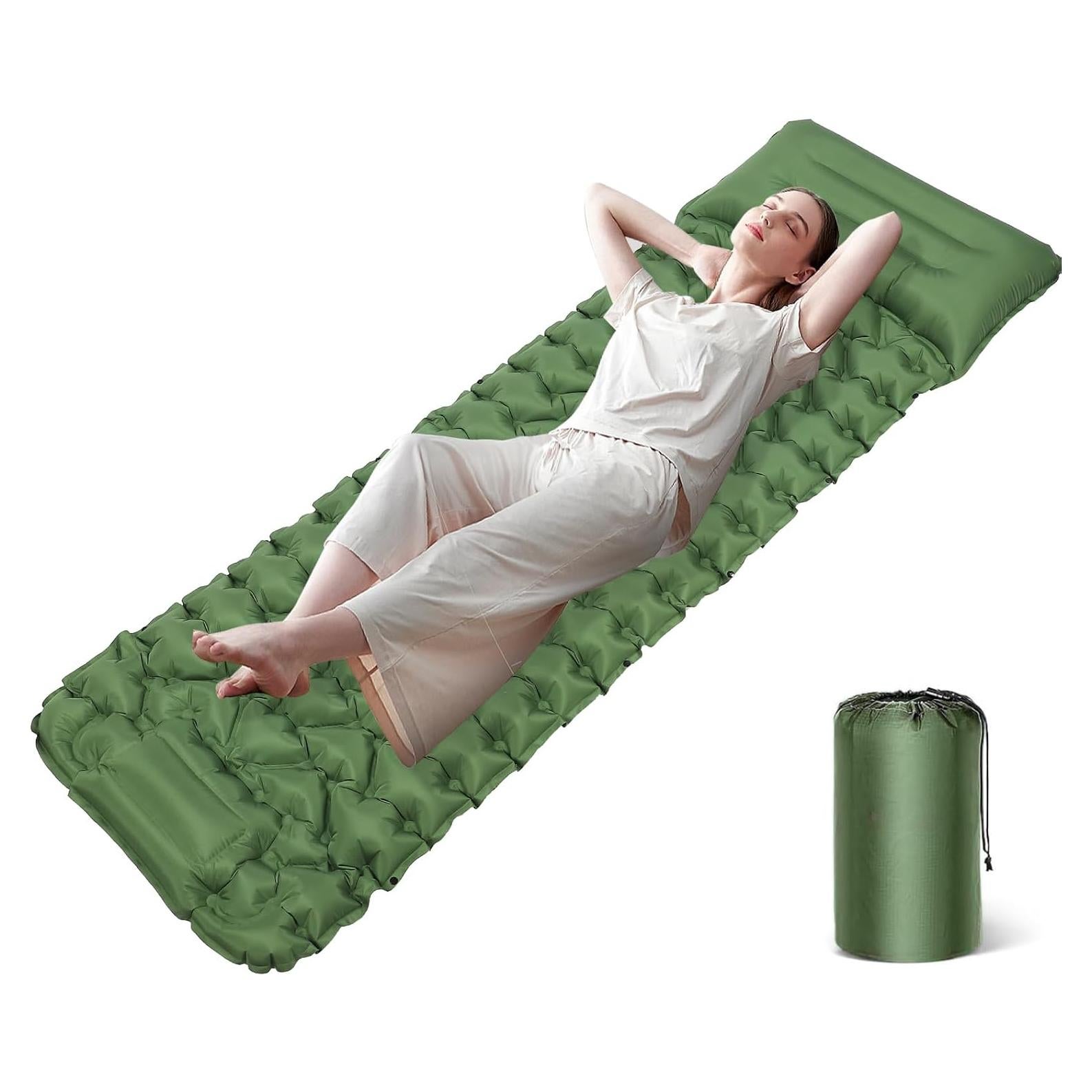 Colchoneta Autoinflable TVWVT Verde con Almohada y Bomba Integrada