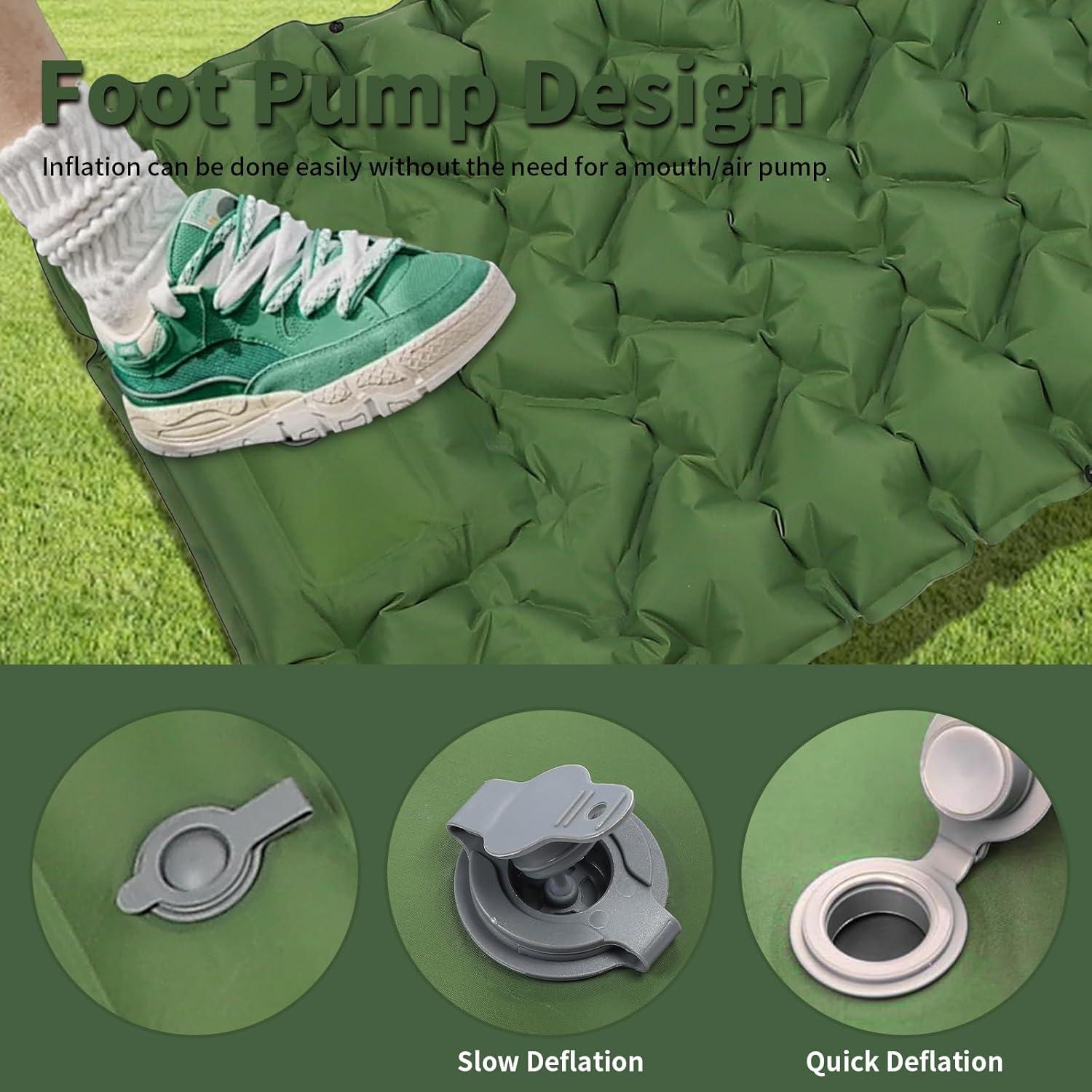 Colchoneta Autoinflable TVWVT Verde con Almohada y Bomba Integrada