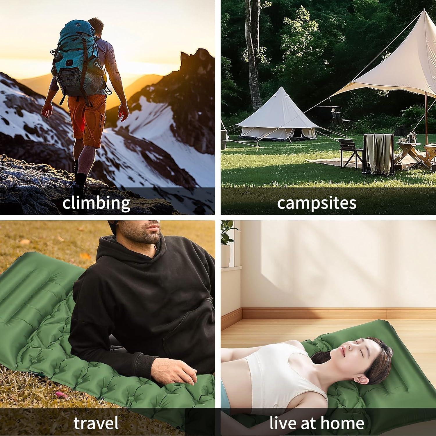 Colchoneta Autoinflable TVWVT Verde con Almohada y Bomba Integrada