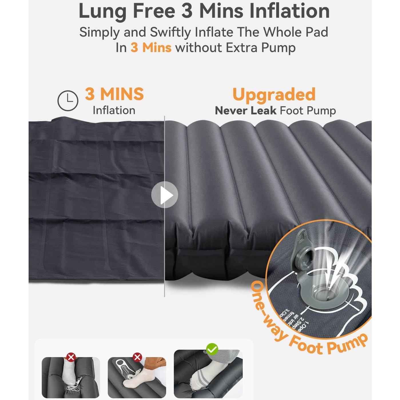 Colchón Inflable Doble Hikenture 200x120.6 cm para Camping