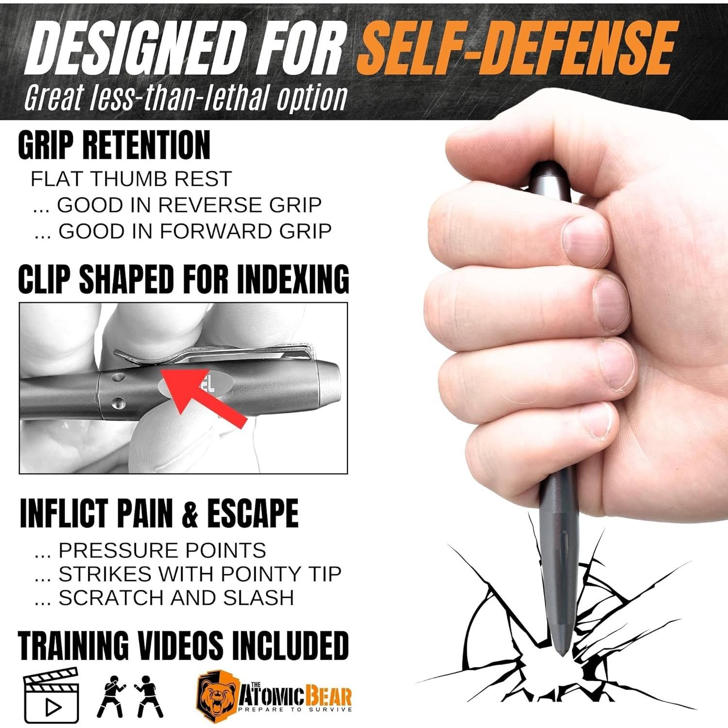 Bolígrafo Táctico Atomic Bear EDC con Rompedor de Cristales