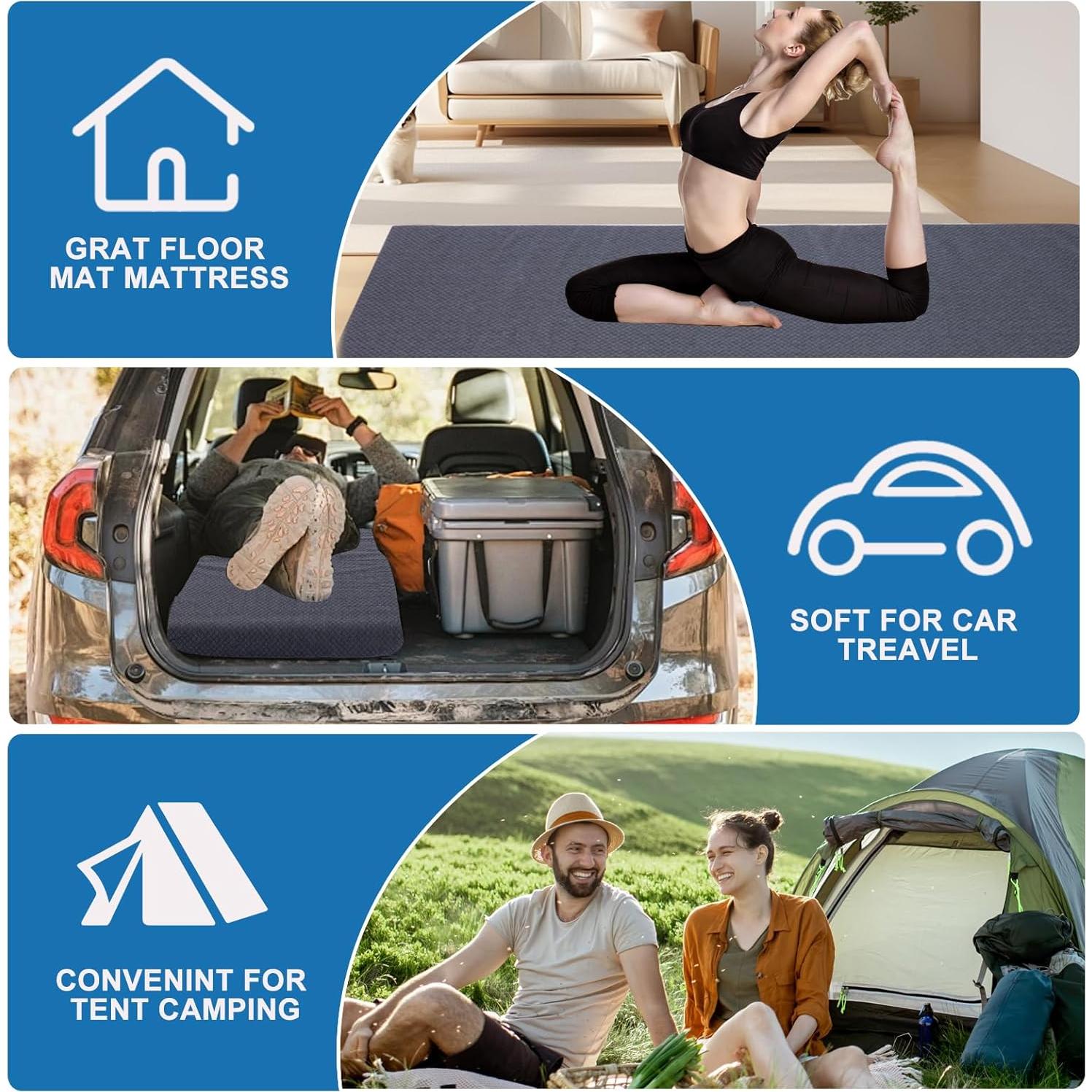 Colchón de Camping FOUXTEL 183x61x7.6 cm Espuma Memoria