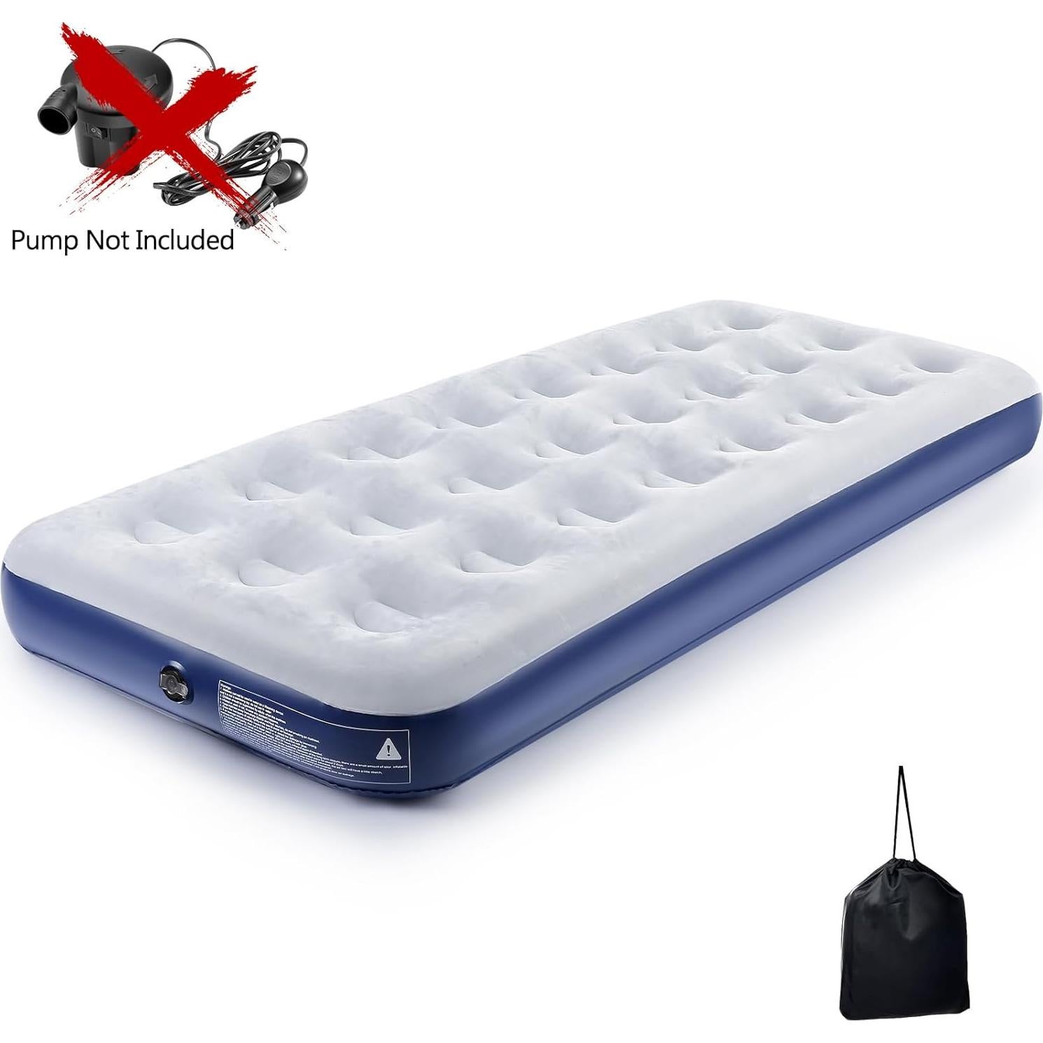 Colchón de Aire Inflable QDH Individual 189.9x80x20 cm Azul