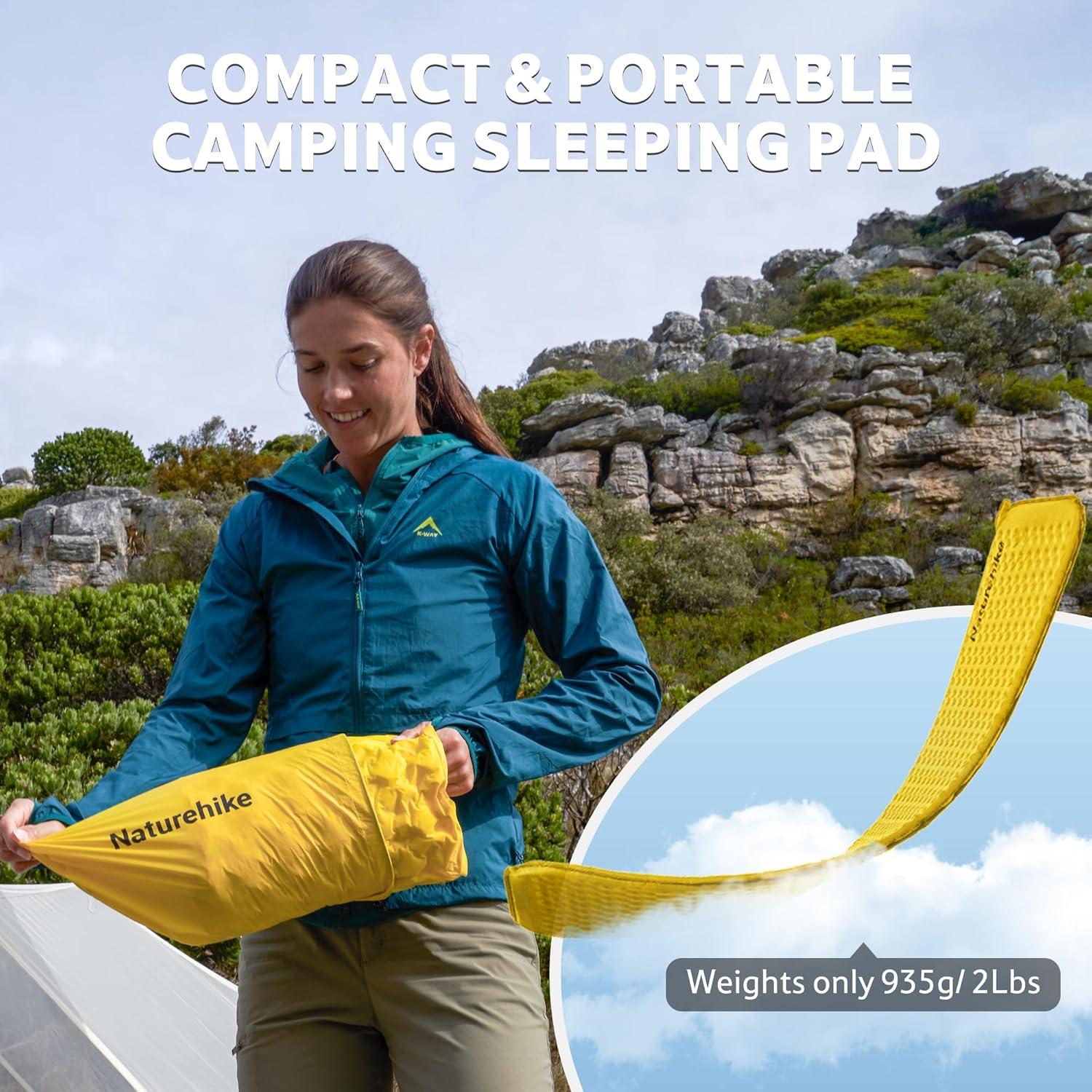 Almohadilla de Camping Autoinflable Naturehike Amarilla 196x65cm