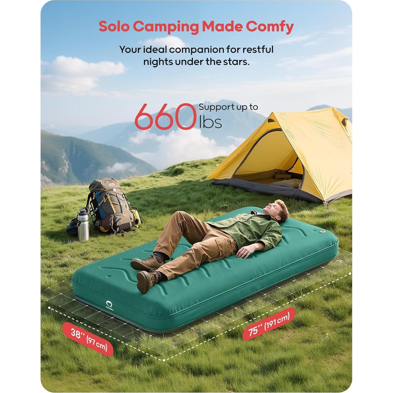 Colchón de Aire Individual QPAU SD001 22.86 cm Aislado Camping