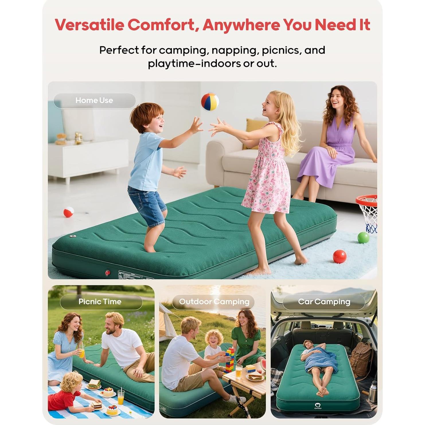 Colchón de Aire Individual QPAU SD001 22.86 cm Aislado Camping