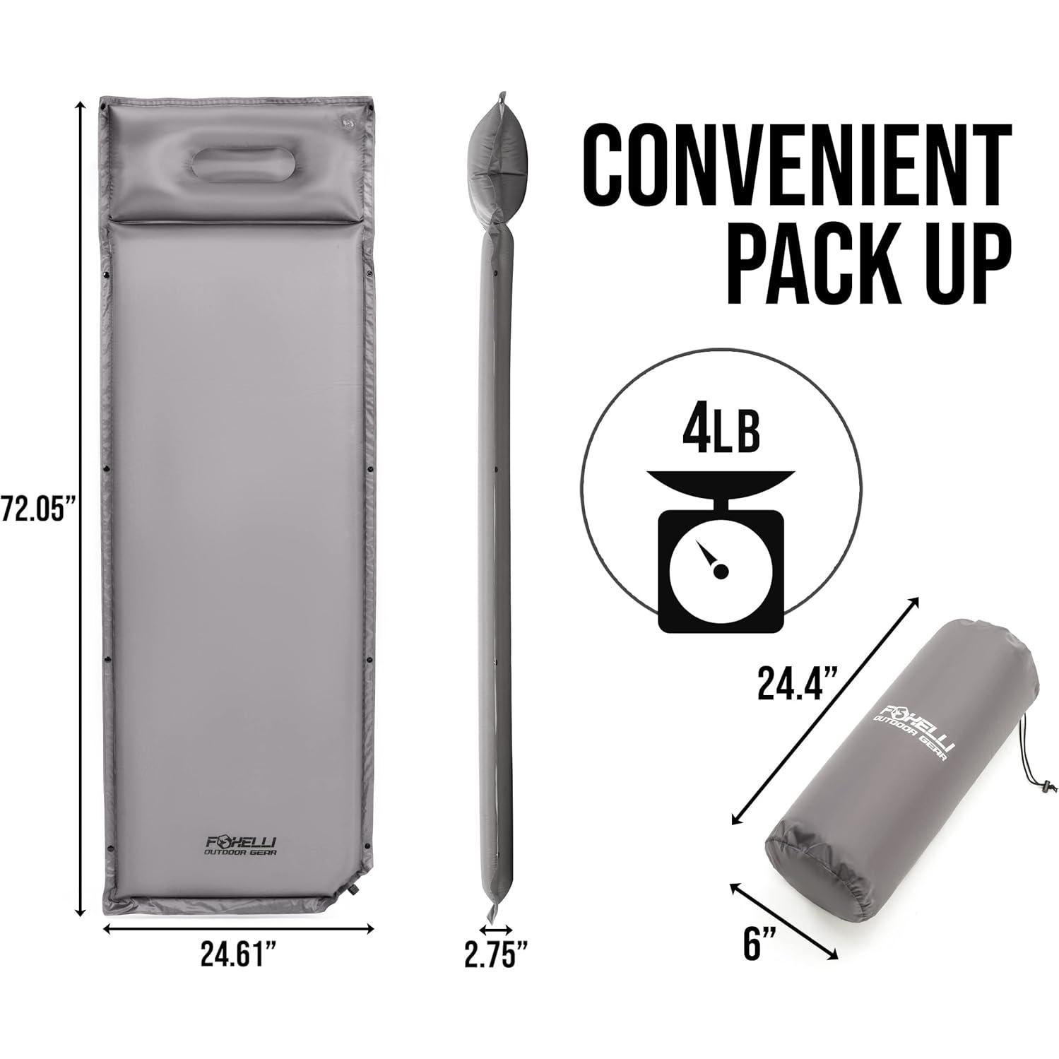 Colchoneta para Camping Foxelli con Almohada 6.99 cm Gruesa