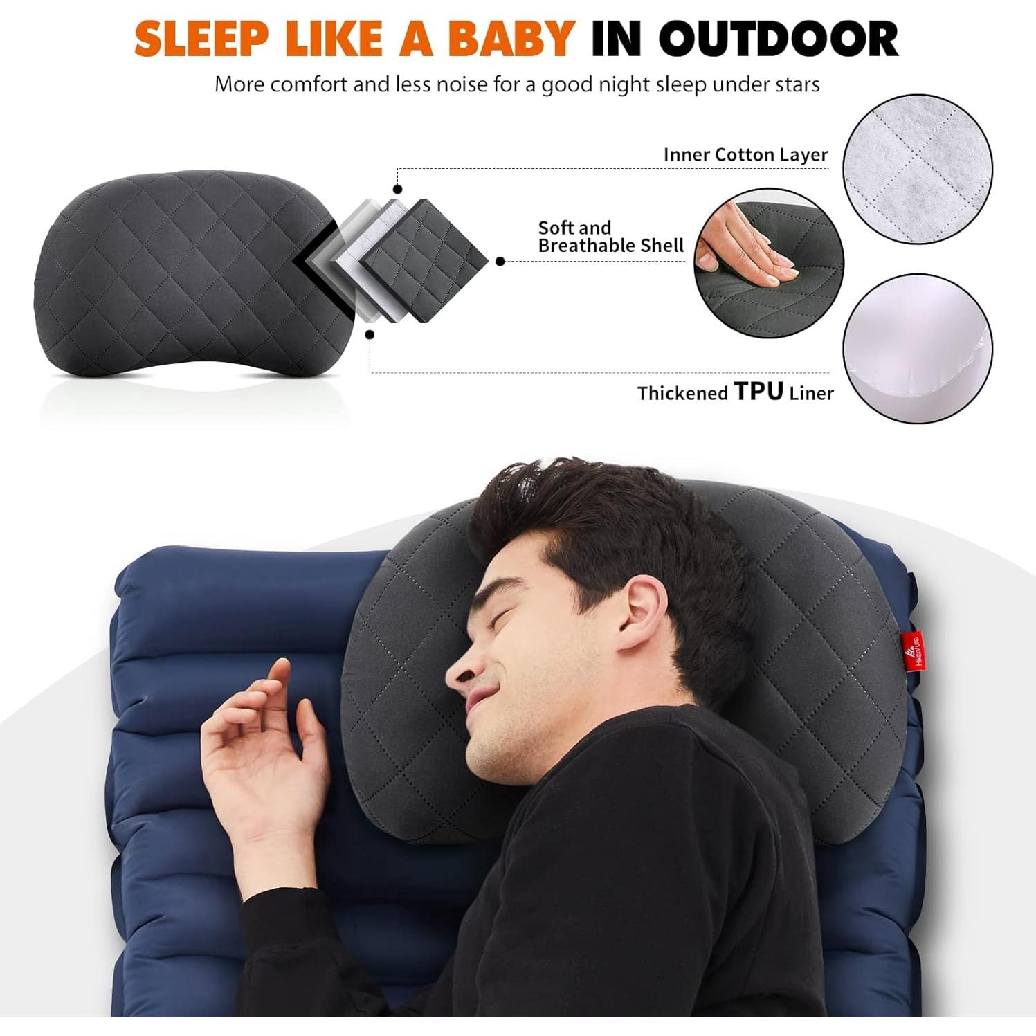 Colchón Inflable Doble Hikenture 200x140 cm con 2 Almohadas