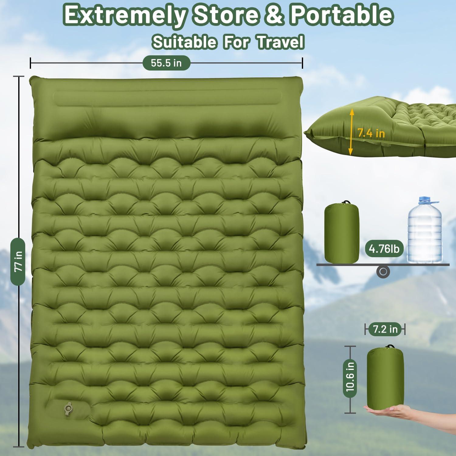 Colchoneta Doble Inflable Oramoose 6" Gruesa para Camping