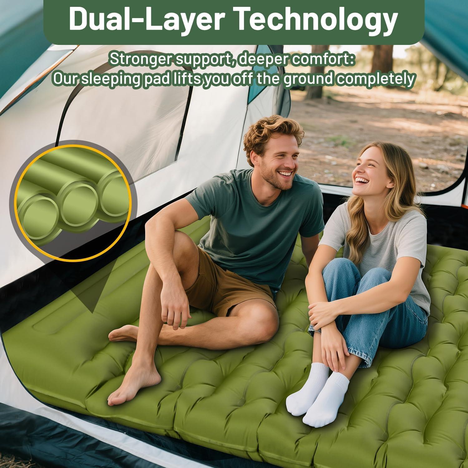 Colchoneta Doble Inflable Oramoose 6" Gruesa para Camping