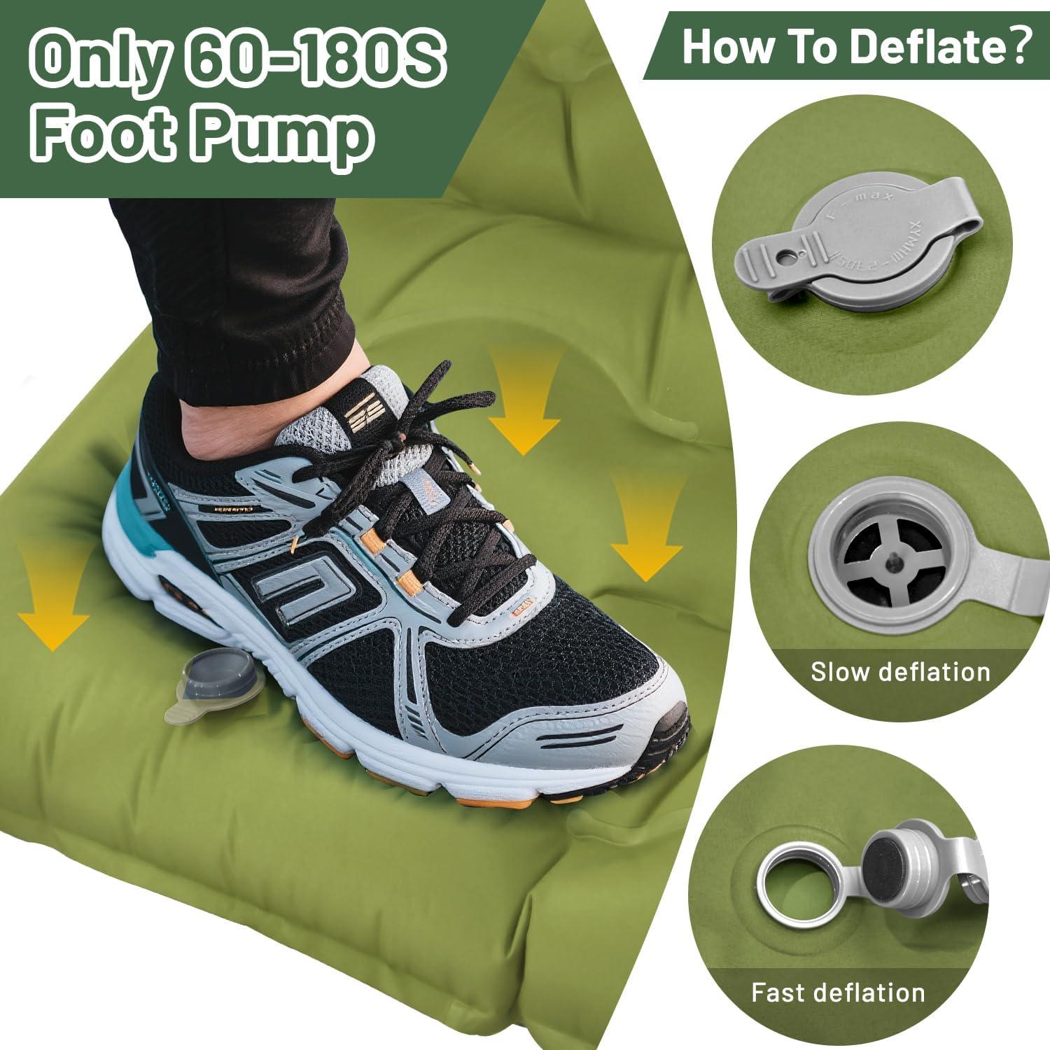 Colchoneta Doble Inflable Oramoose 6" Gruesa para Camping