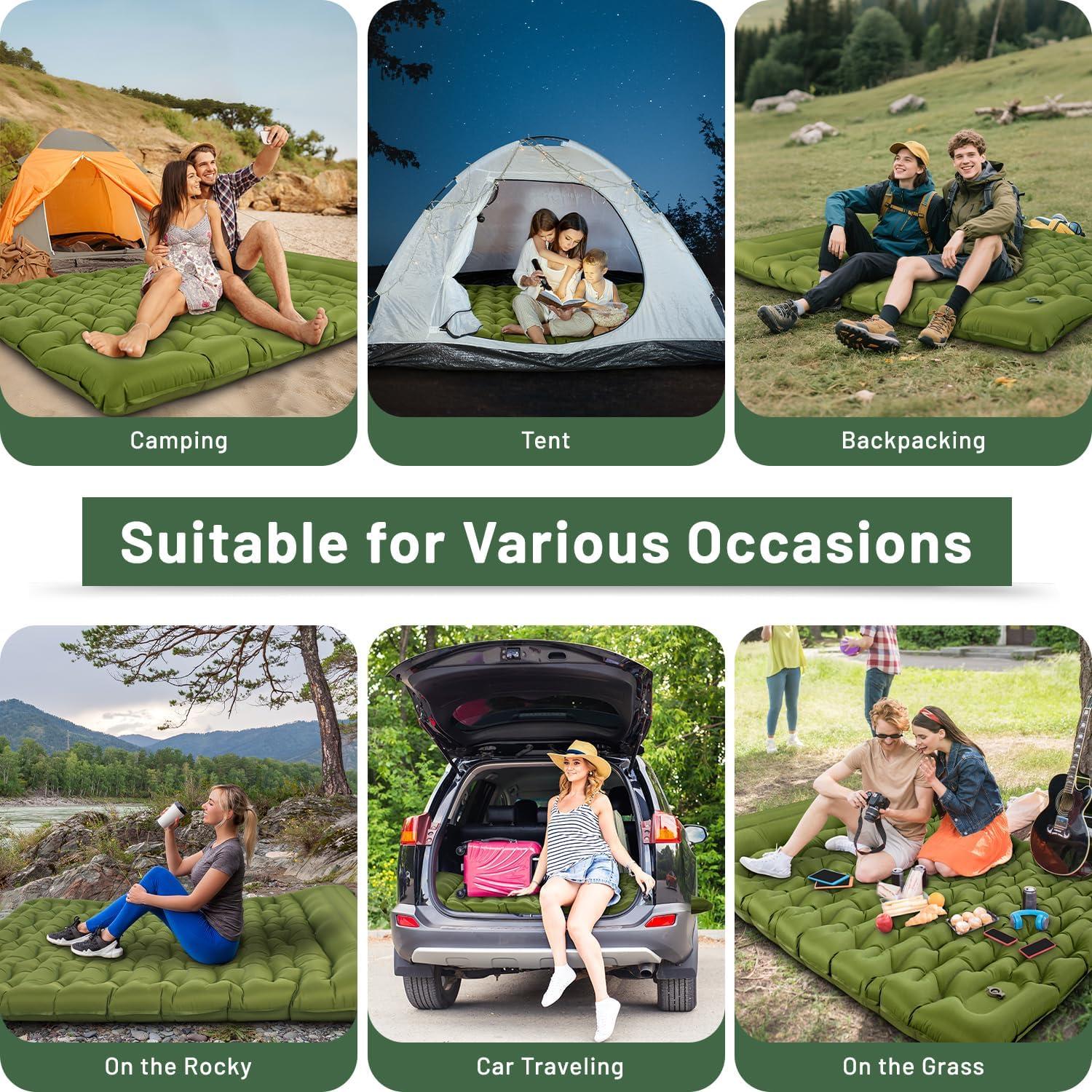 Colchoneta Doble Inflable Oramoose 6" Gruesa para Camping