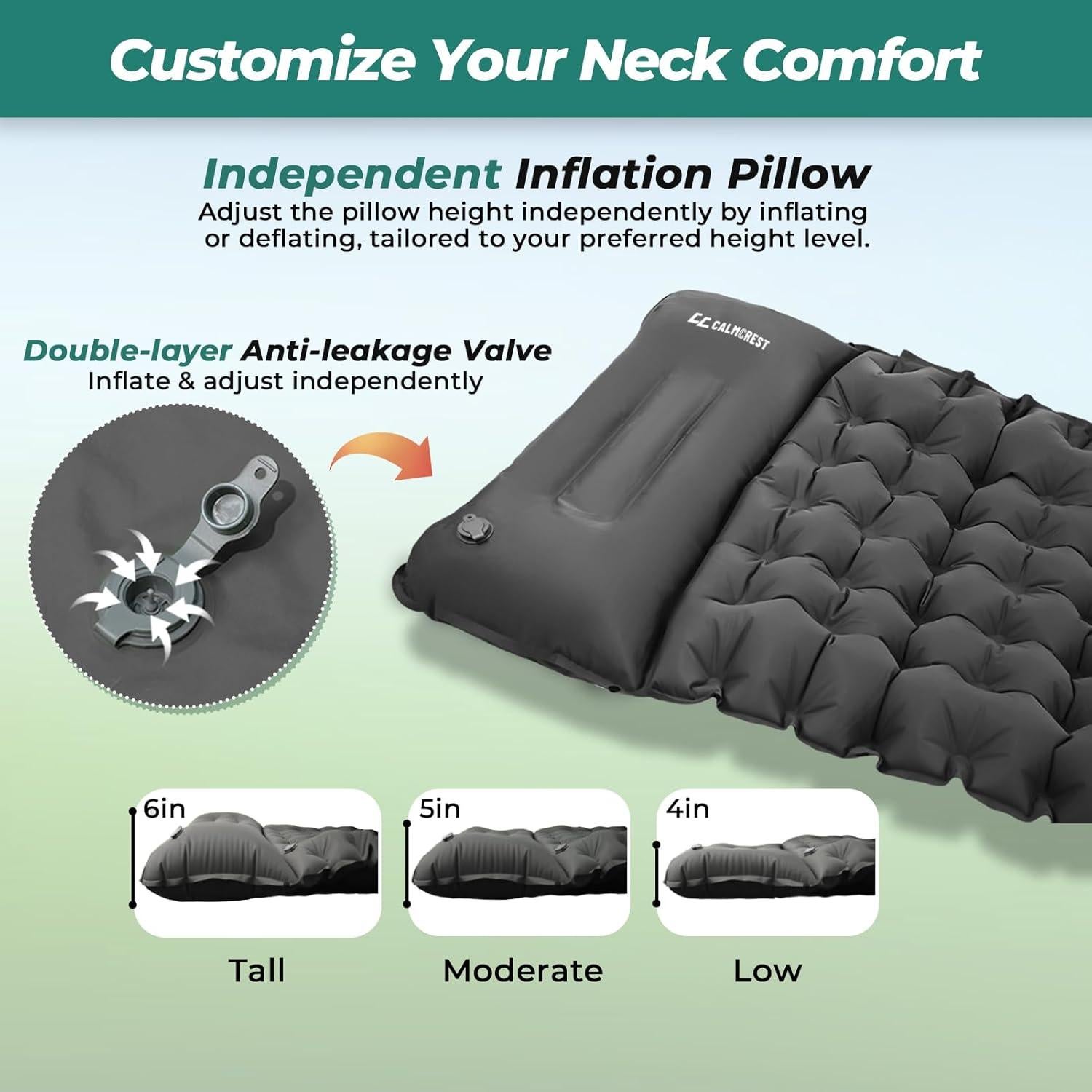 Colchoneta Inflable CALMCREST Individual 200x70cm con Almohada