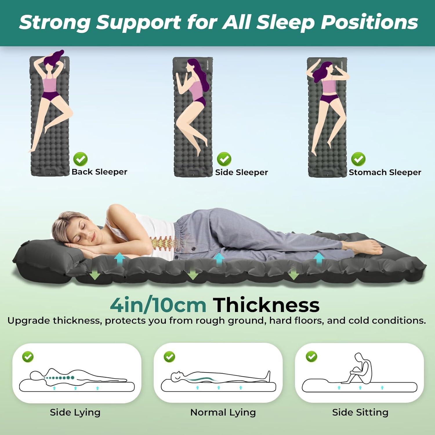 Colchoneta Inflable CALMCREST Individual 200x70cm con Almohada