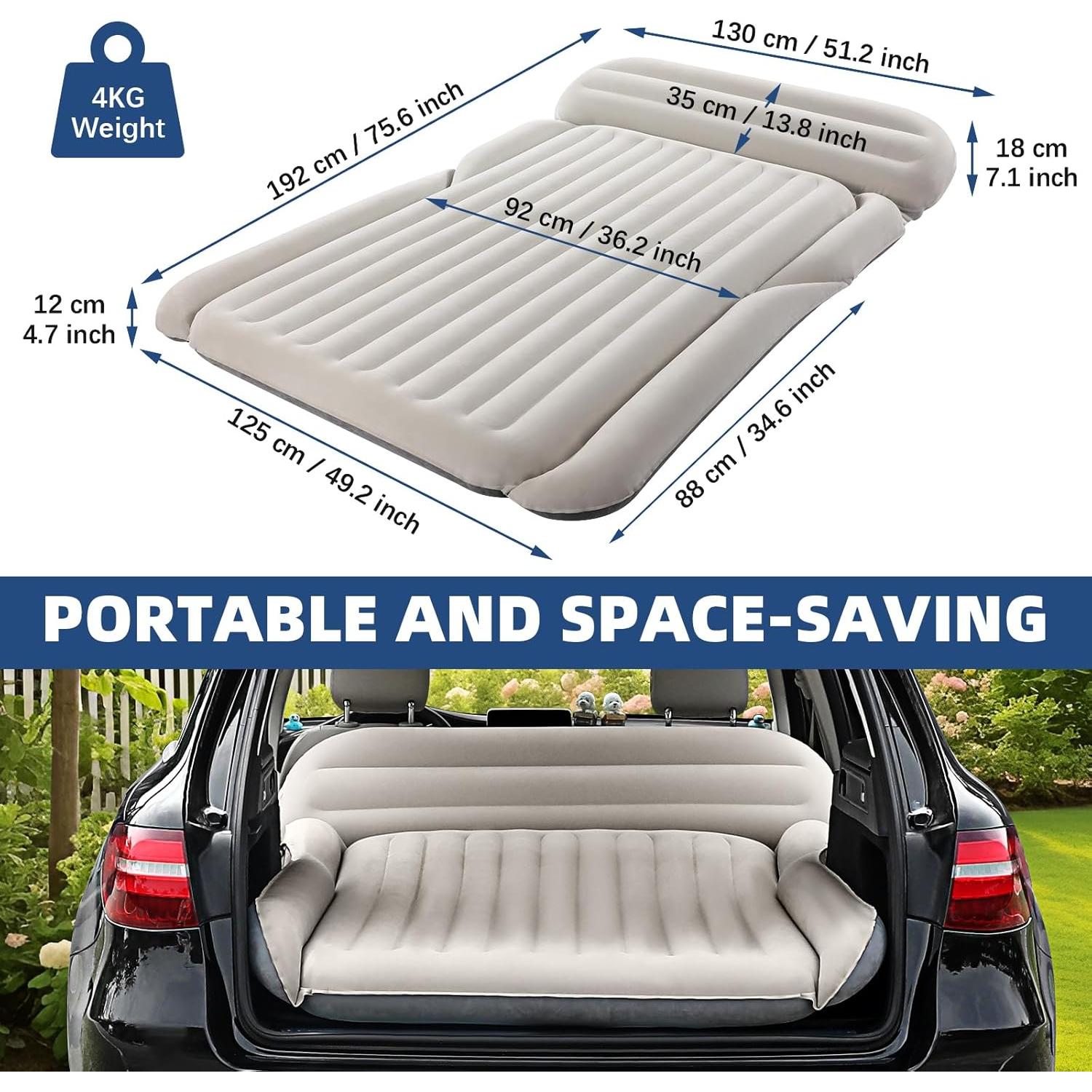 Colchón de Aire KMZ SUV Doble Flocking 192x125cm con Bomba