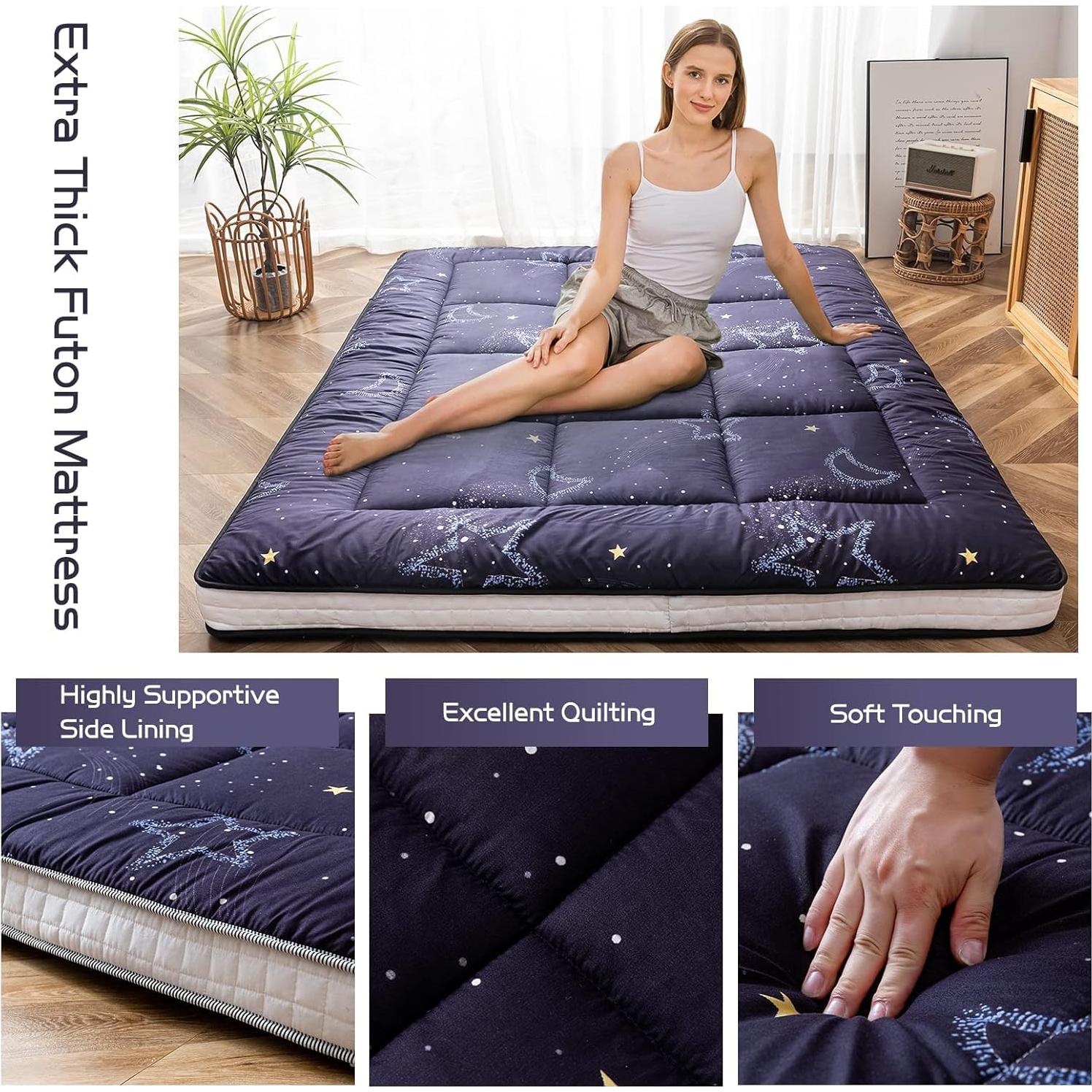 Colchón Futón MAXYOYO Rey Acolchado Luna y Estrella 203x198 cm