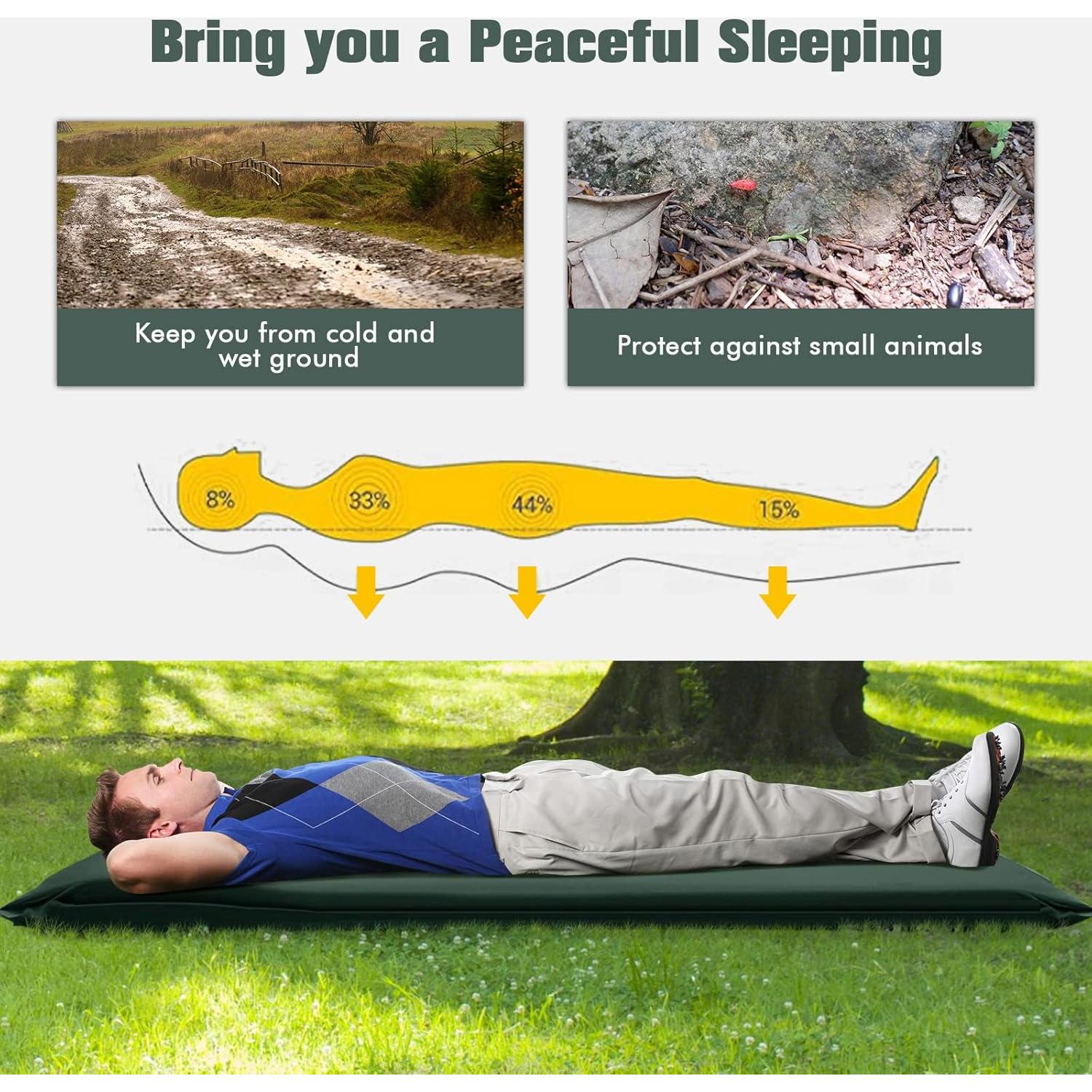 Almohadilla de Dormir Autoinflable Tangkula 75x28x7.6cm Verde