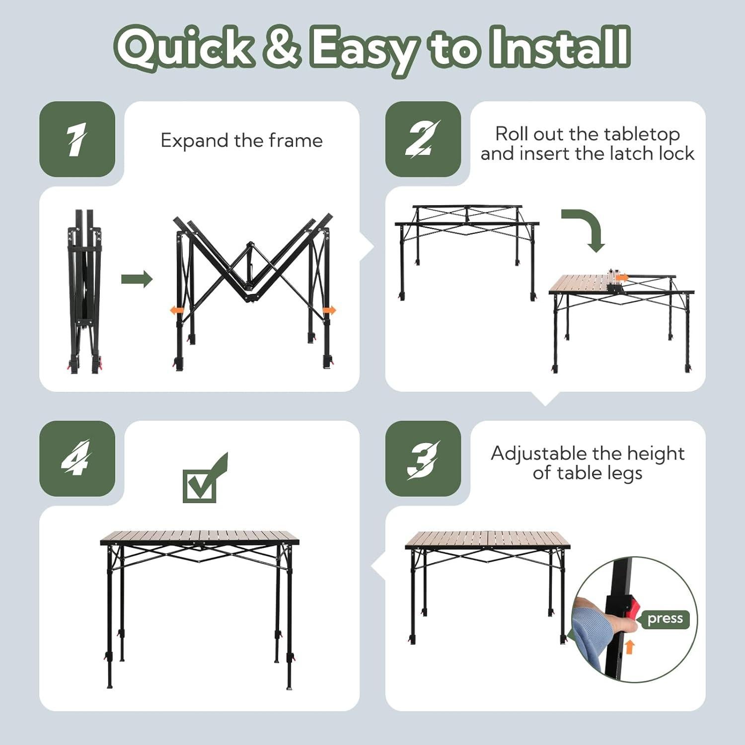 Mesa de Camping Plegable Join Nature 117.8x69.9cm Ajustable