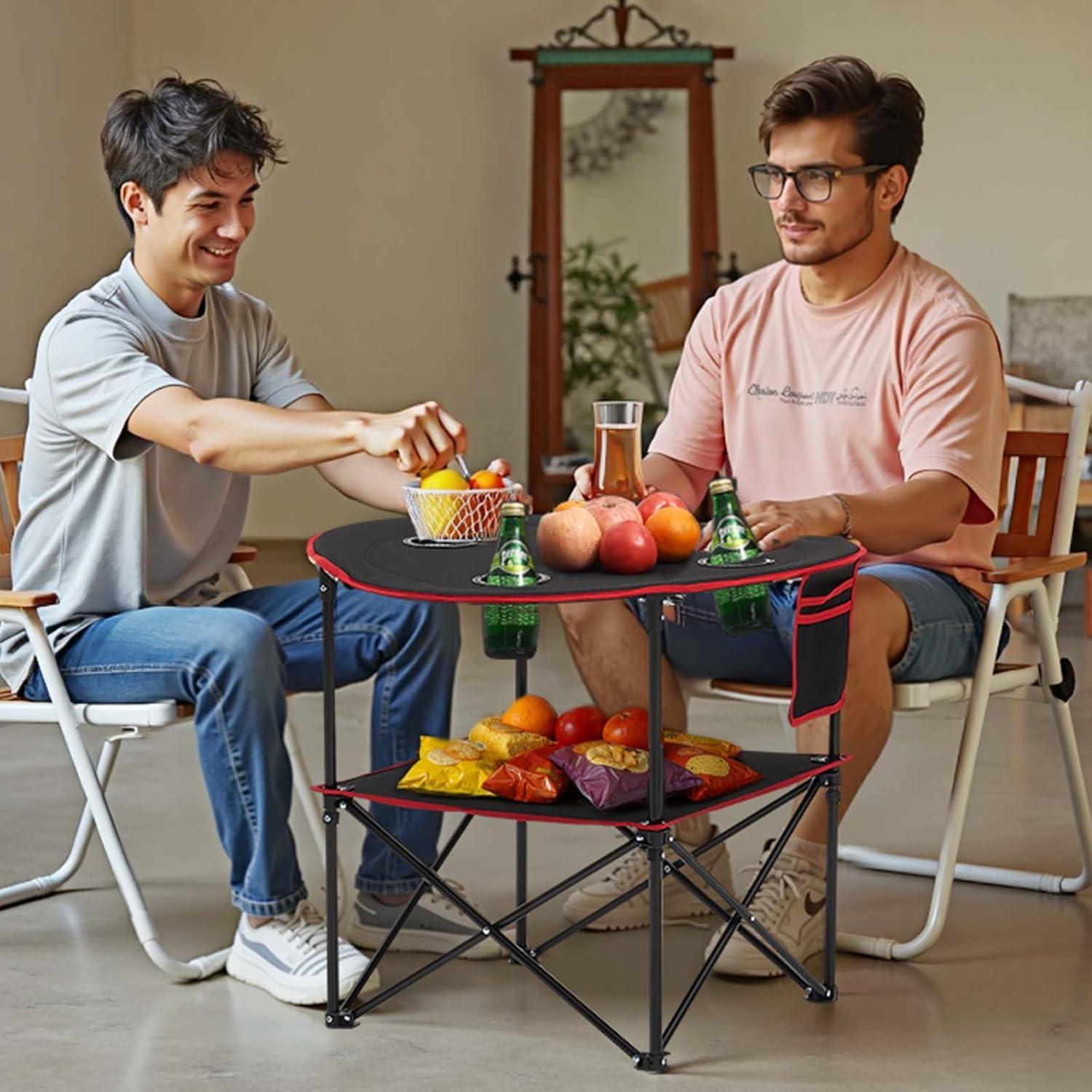 Mesa de Camping Plegable VEVOR 720x720mm 30kg Negro